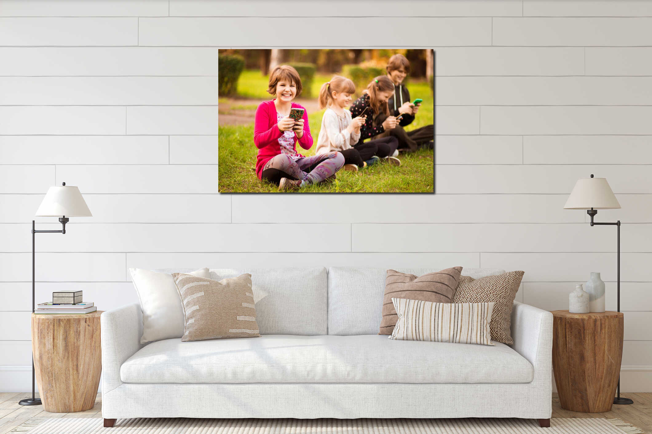 Canvas hanging interior mockup