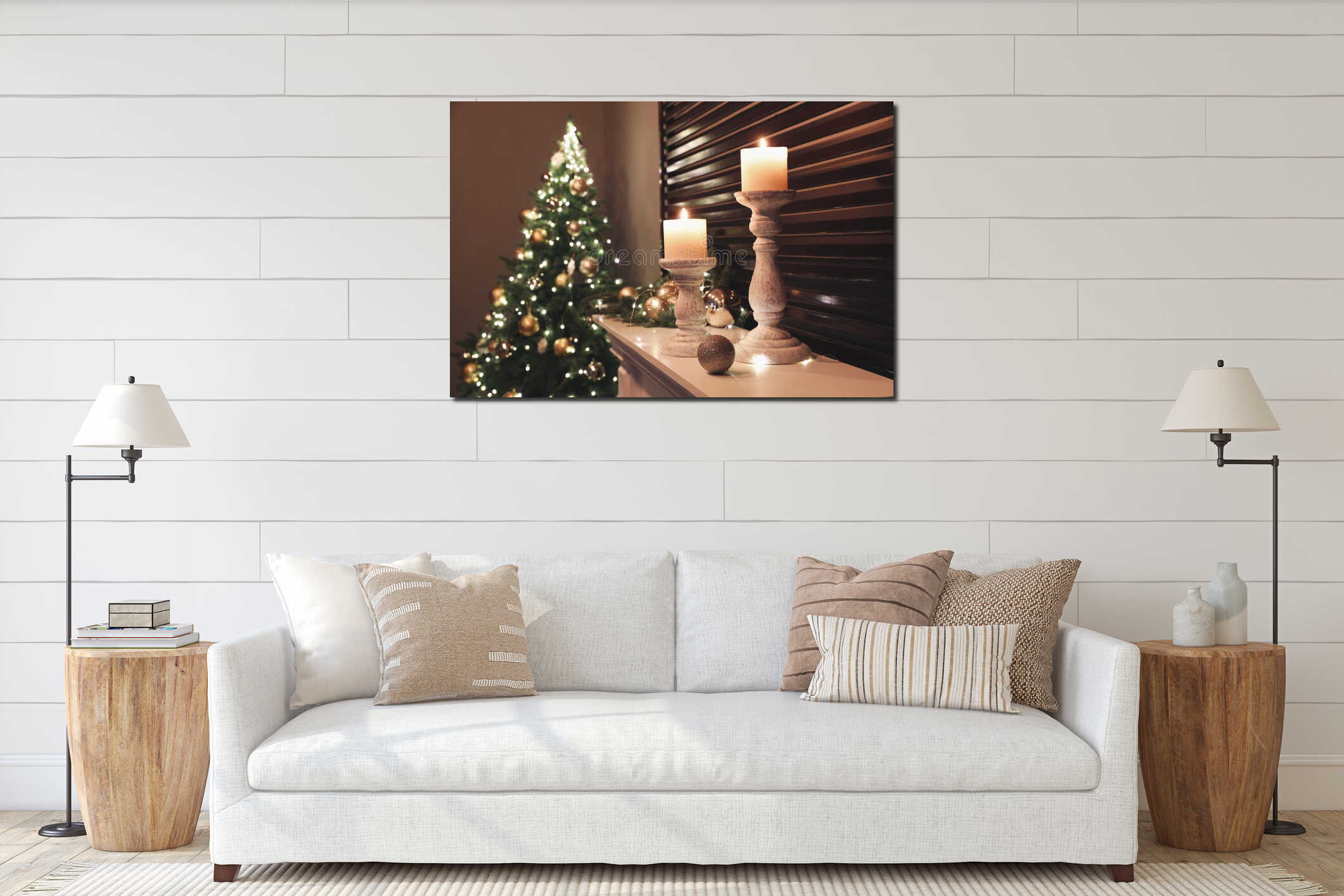 Canvas hanging interior mockup