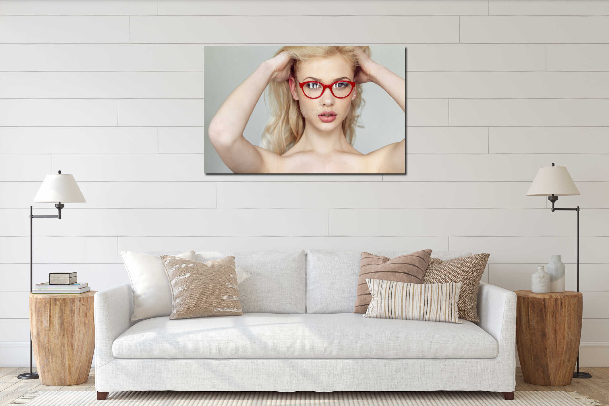 Canvas hanging interior mockup