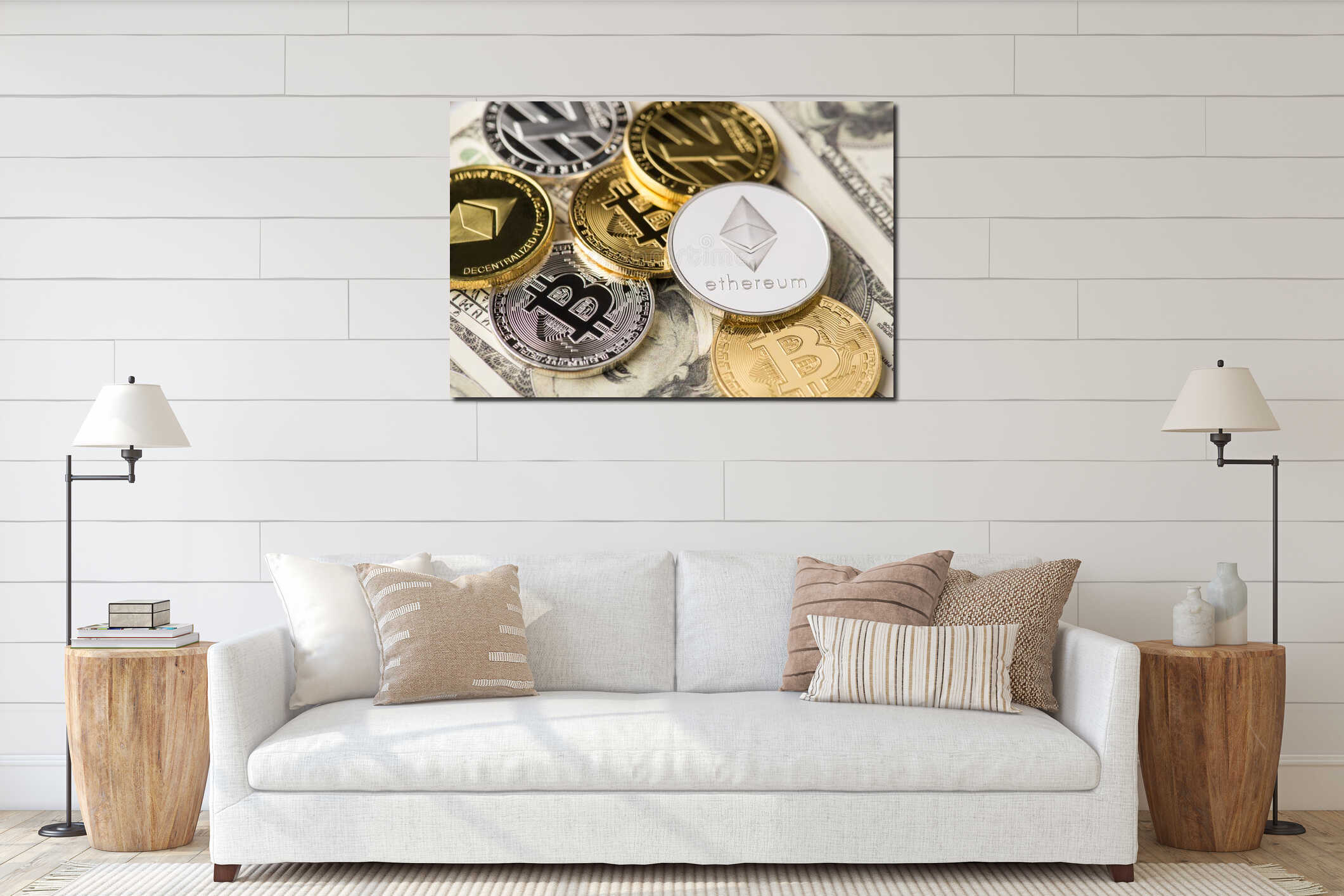 Canvas hanging interior mockup