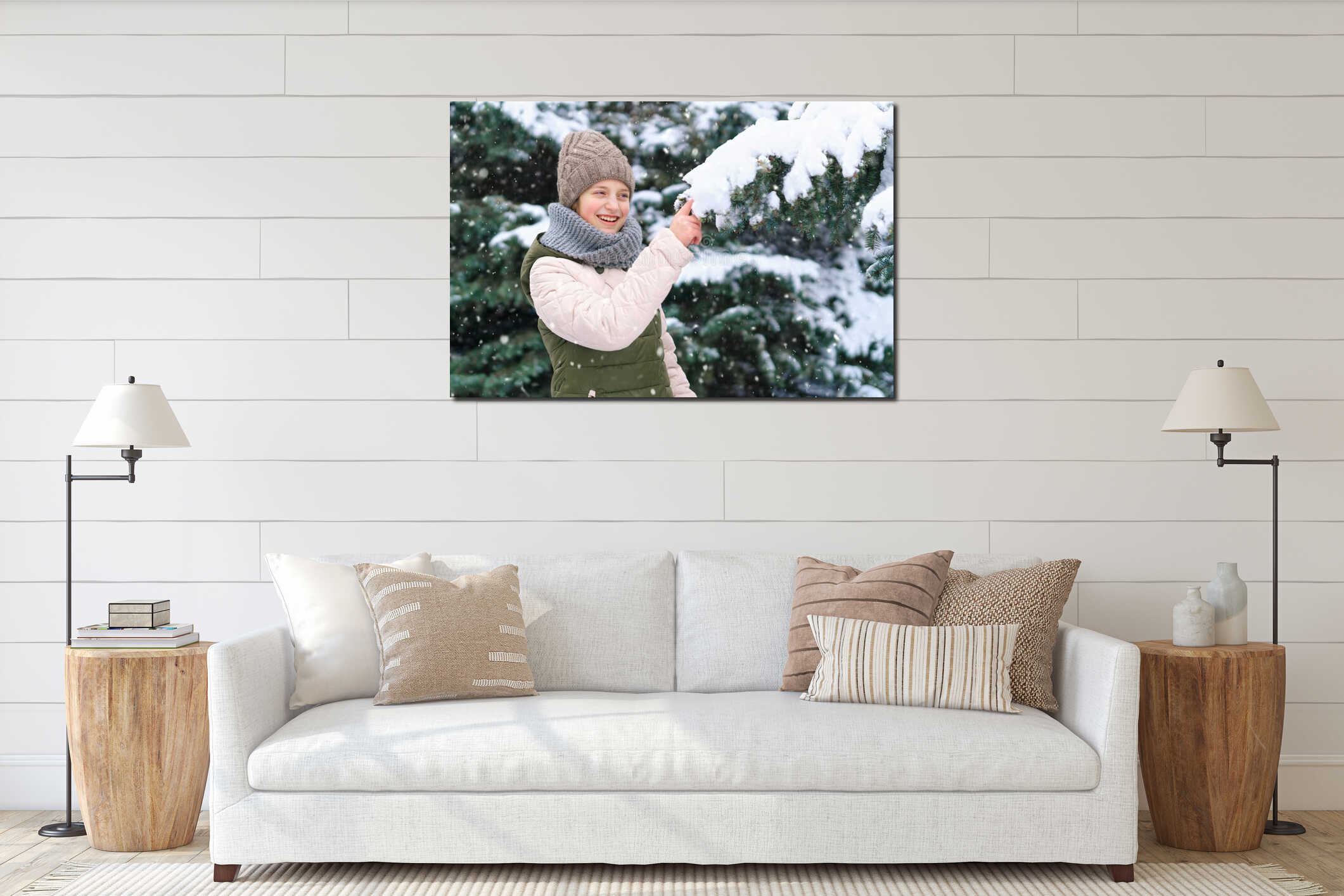 Canvas hanging interior mockup