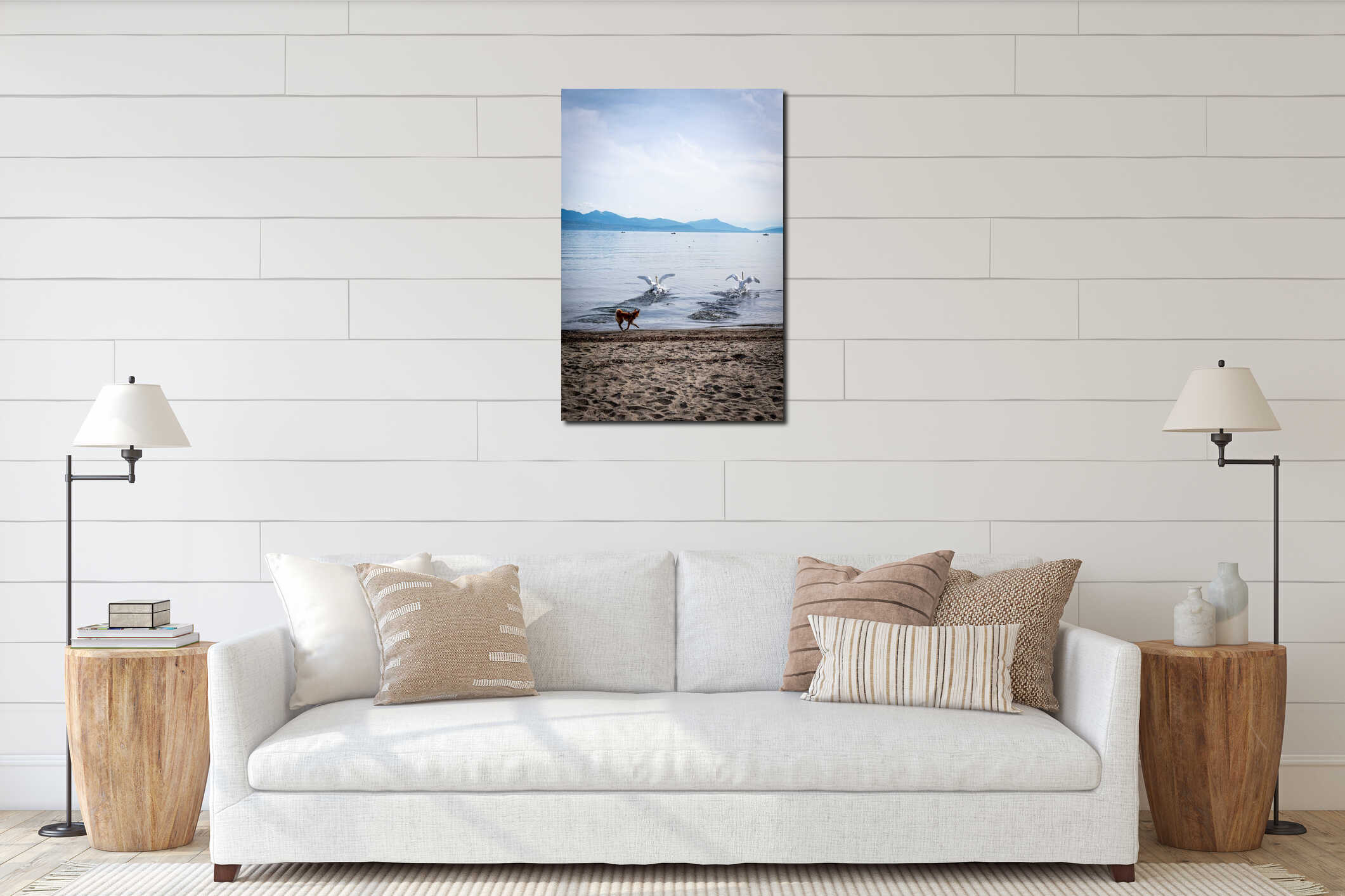 Canvas hanging interior mockup