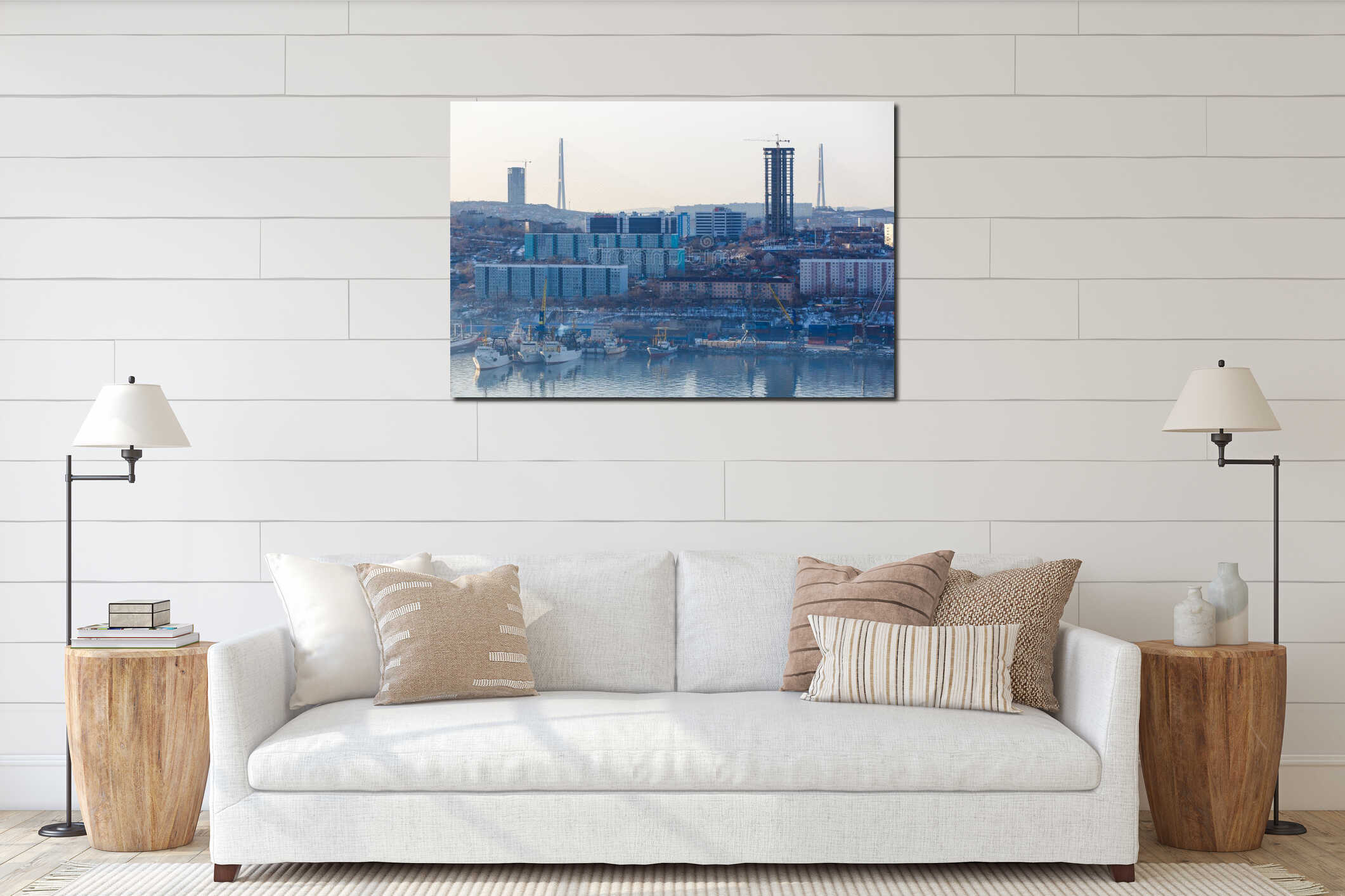 Canvas hanging interior mockup