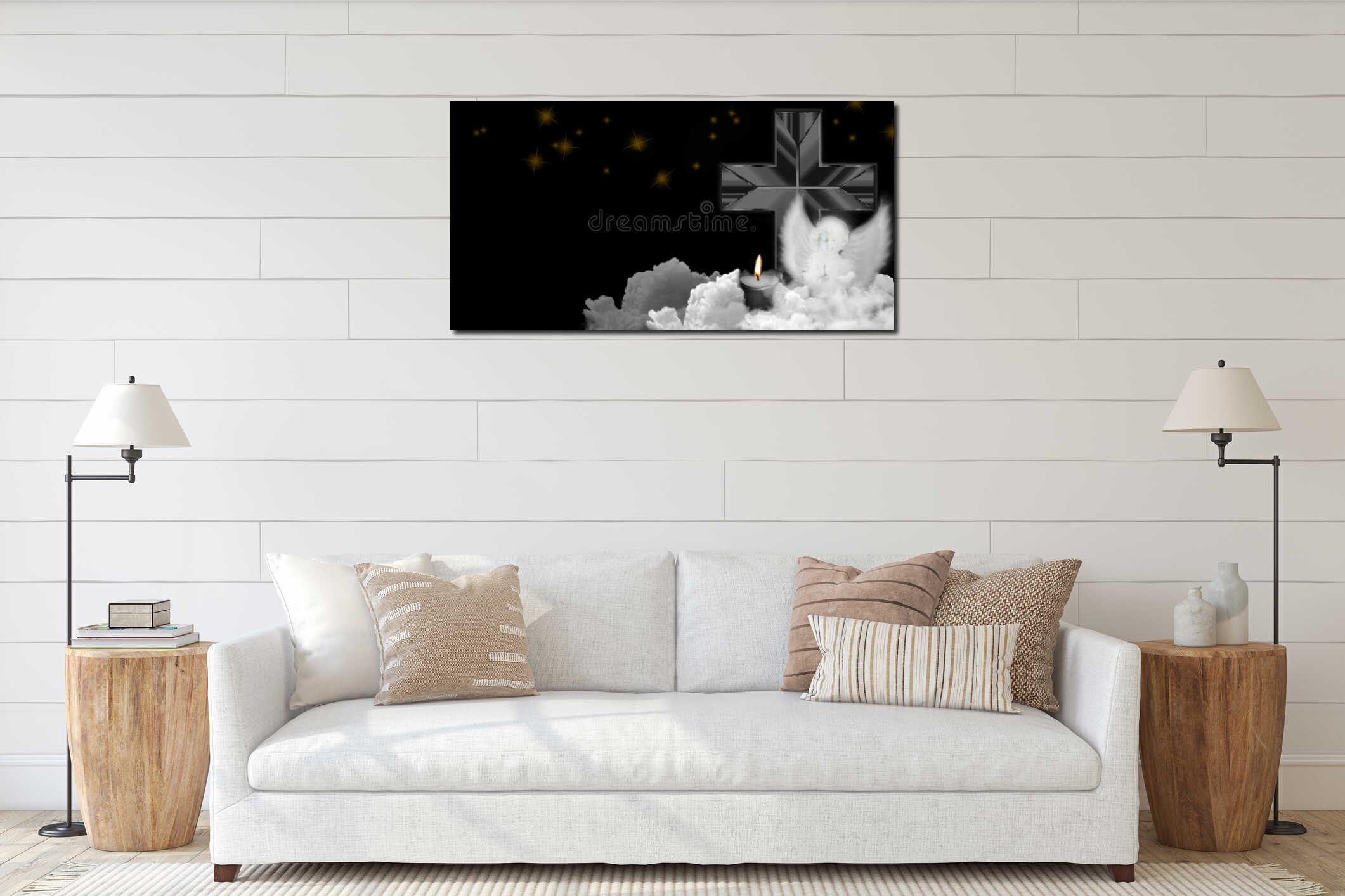 Canvas hanging interior mockup