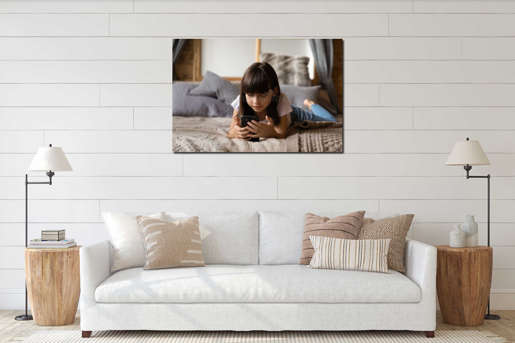 Canvas hanging interior mockup