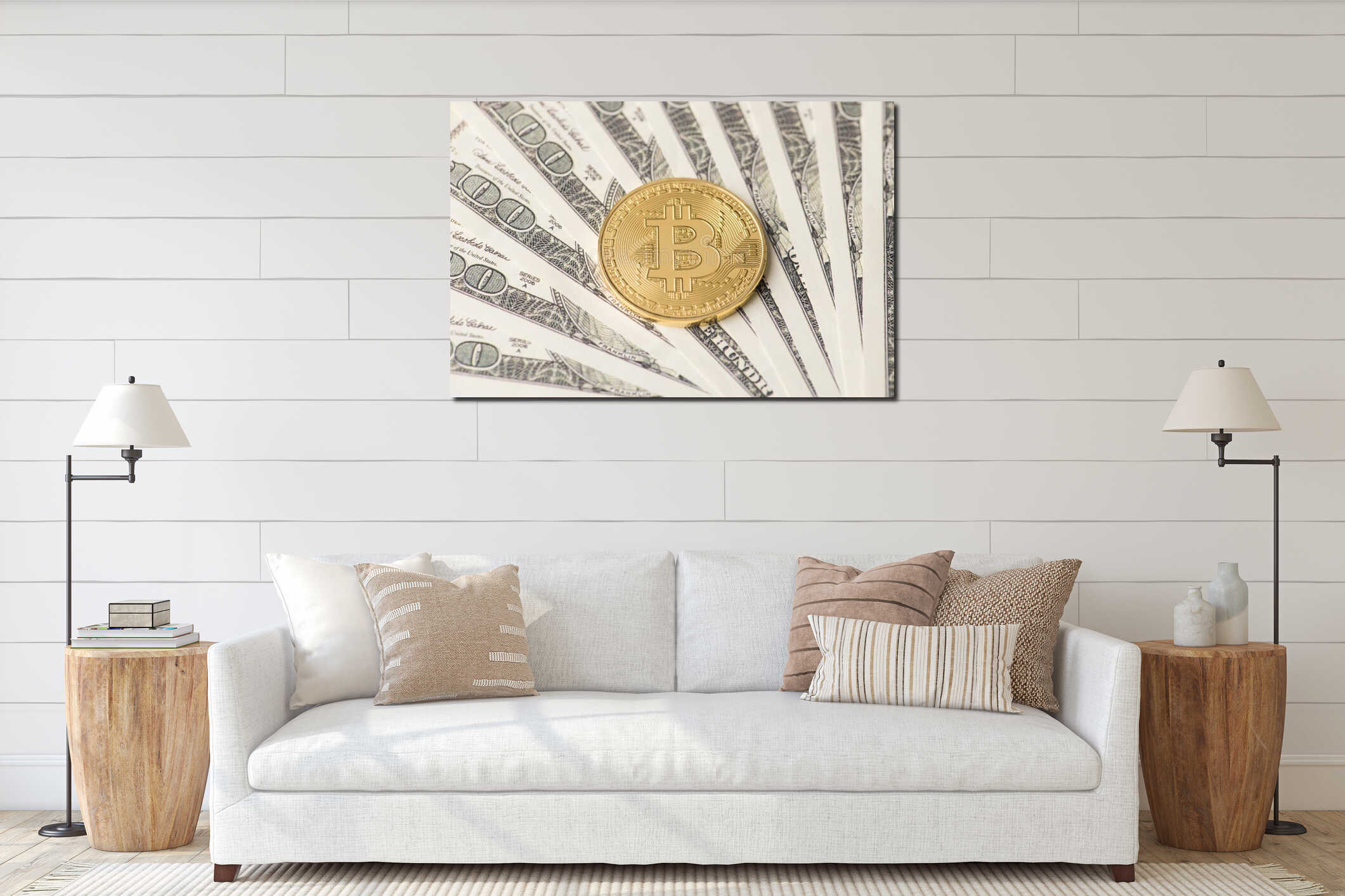 Canvas hanging interior mockup