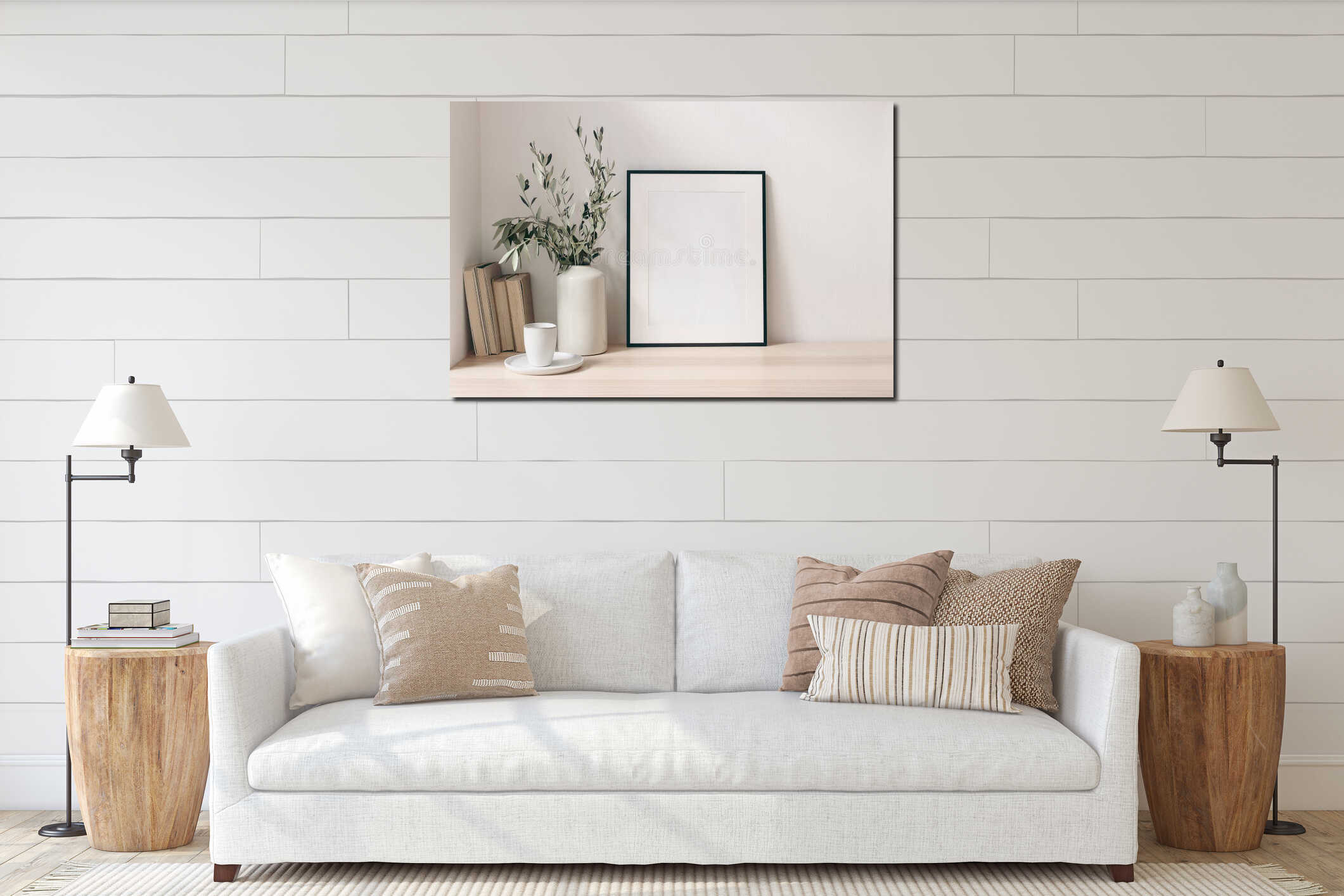 Canvas hanging interior mockup