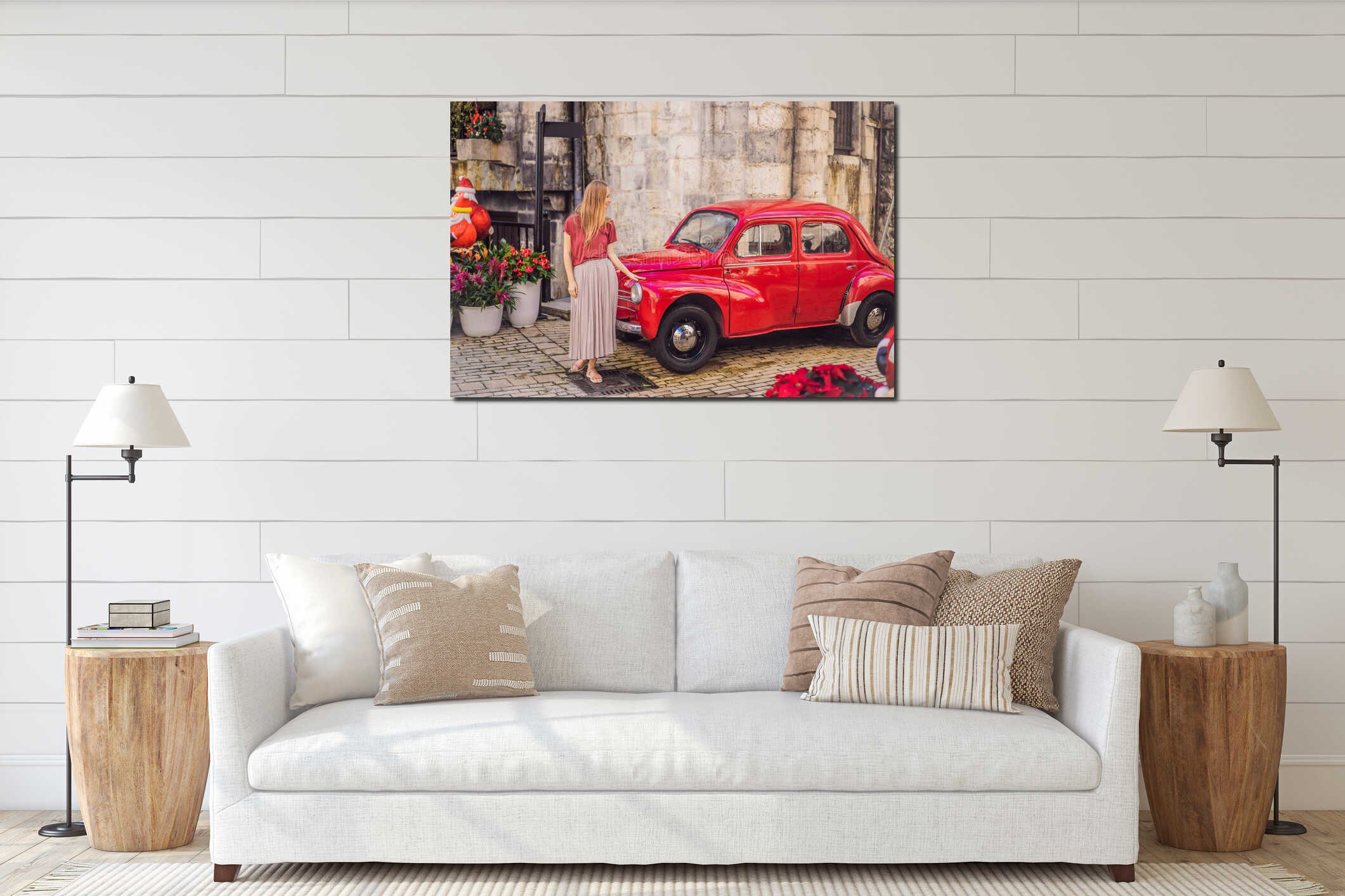 Canvas hanging interior mockup