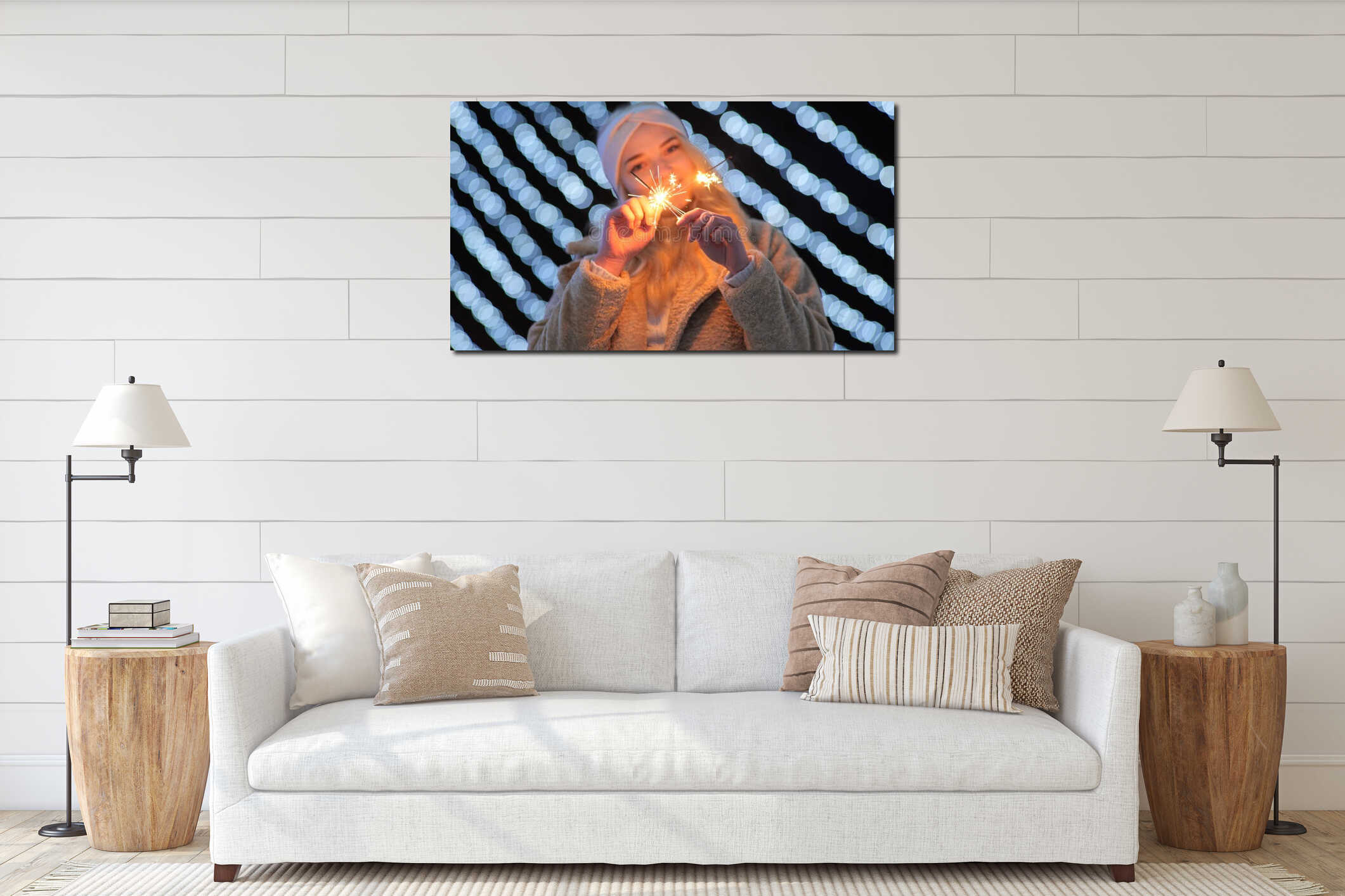 Canvas hanging interior mockup
