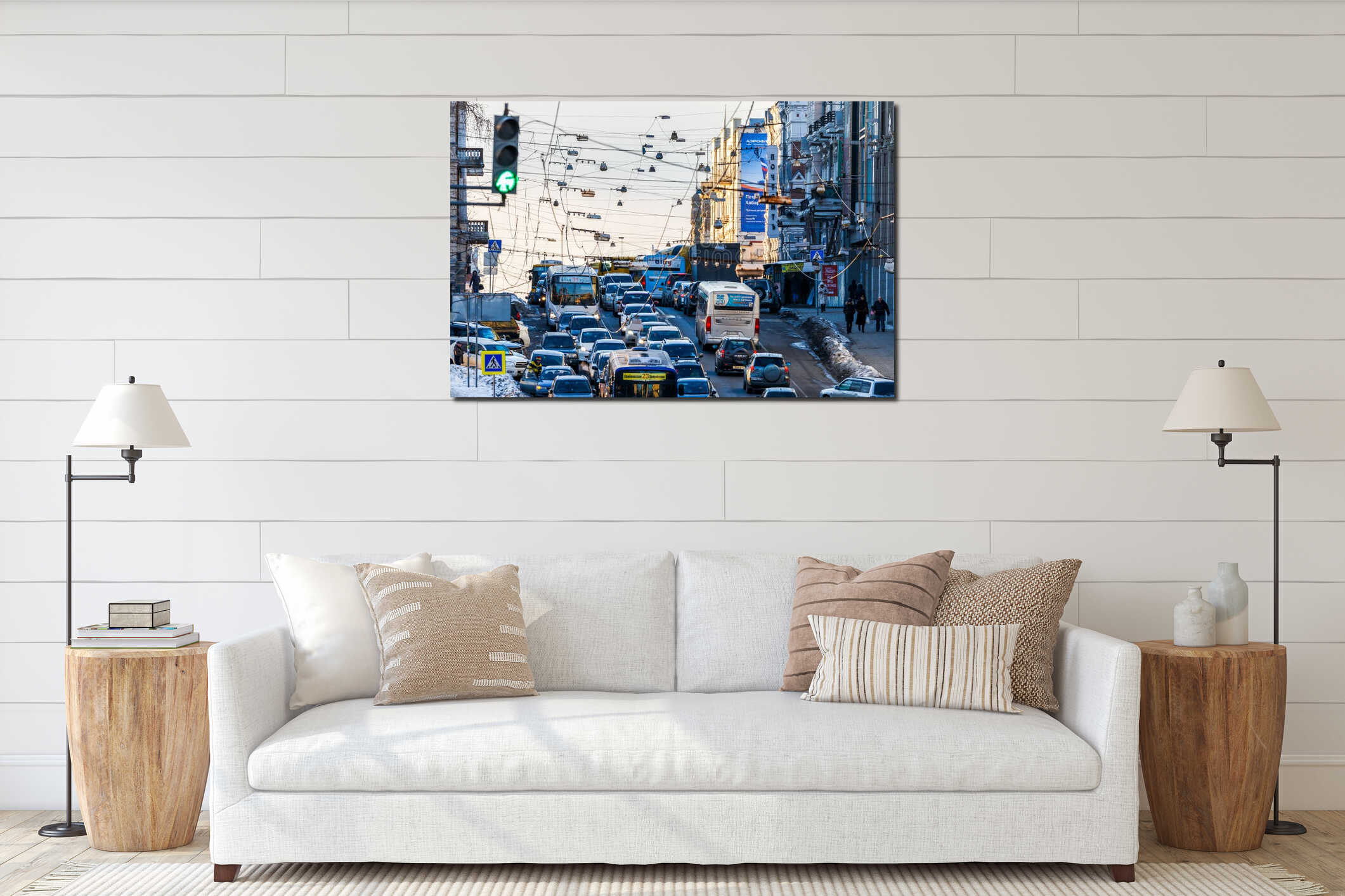 Canvas hanging interior mockup