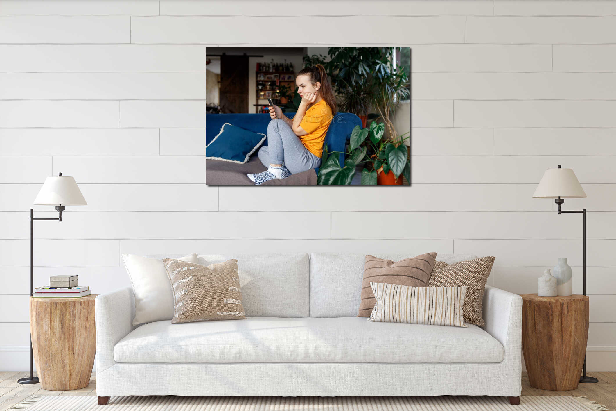 Canvas hanging interior mockup
