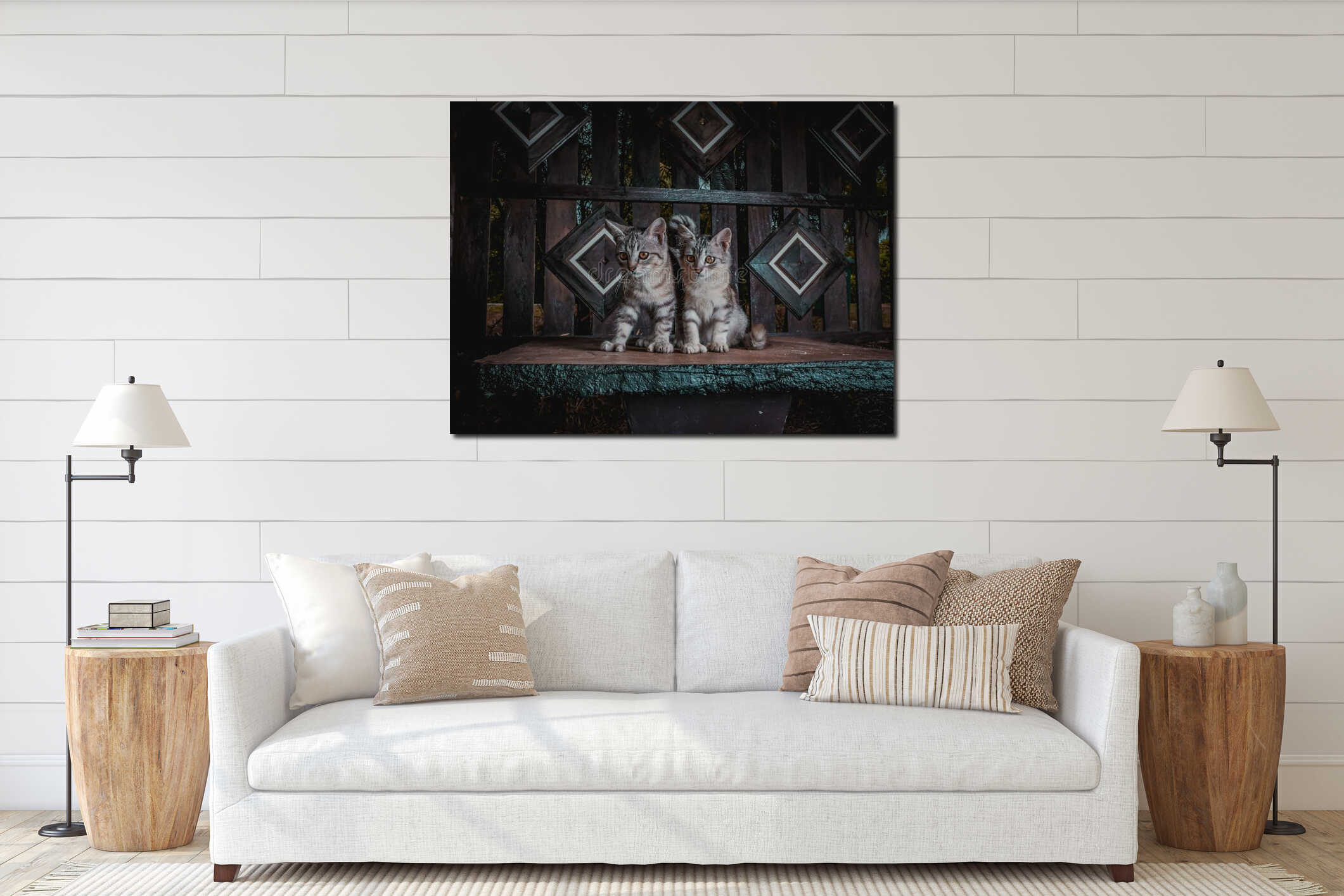 Canvas hanging interior mockup