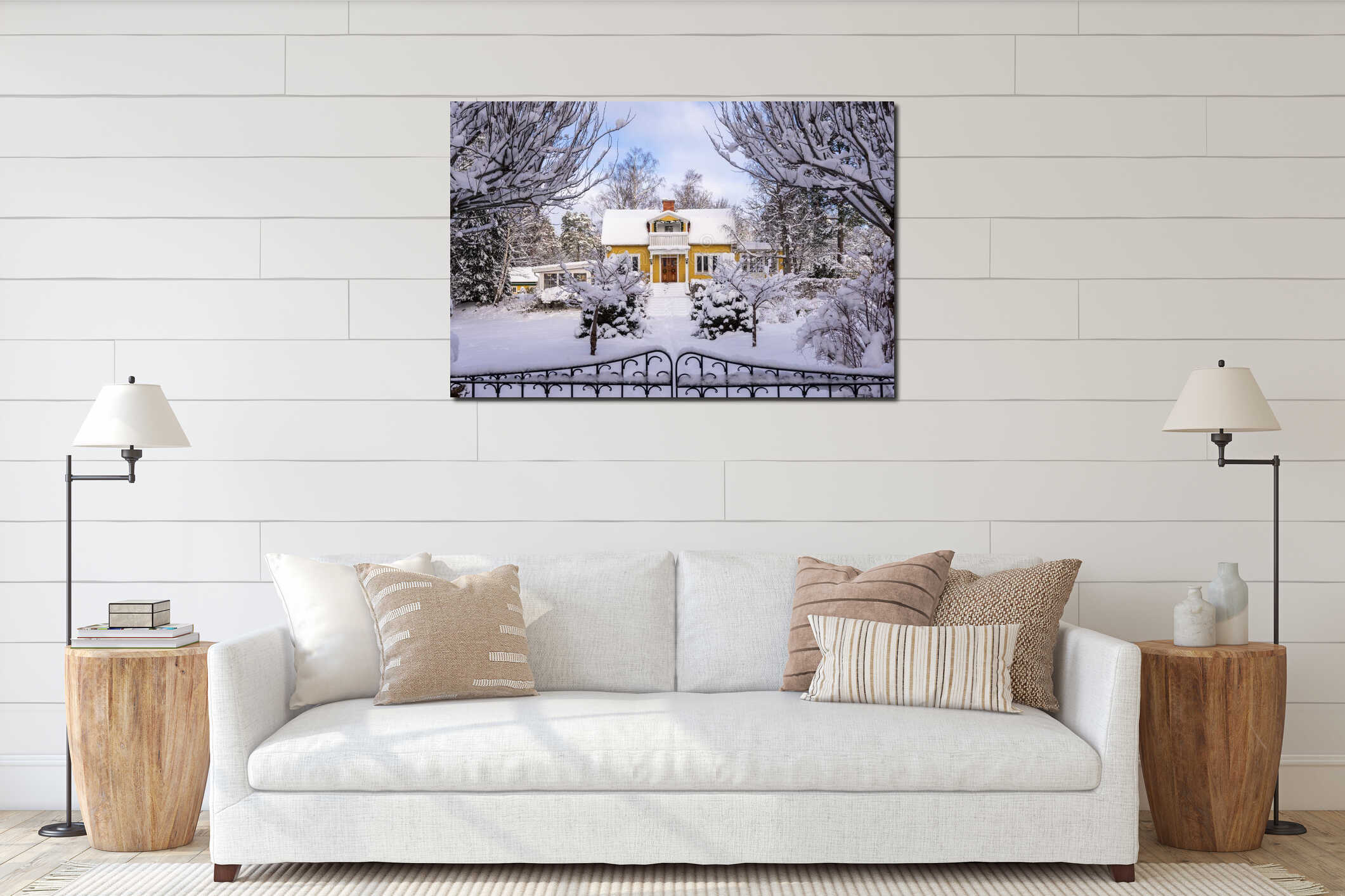 Canvas hanging interior mockup