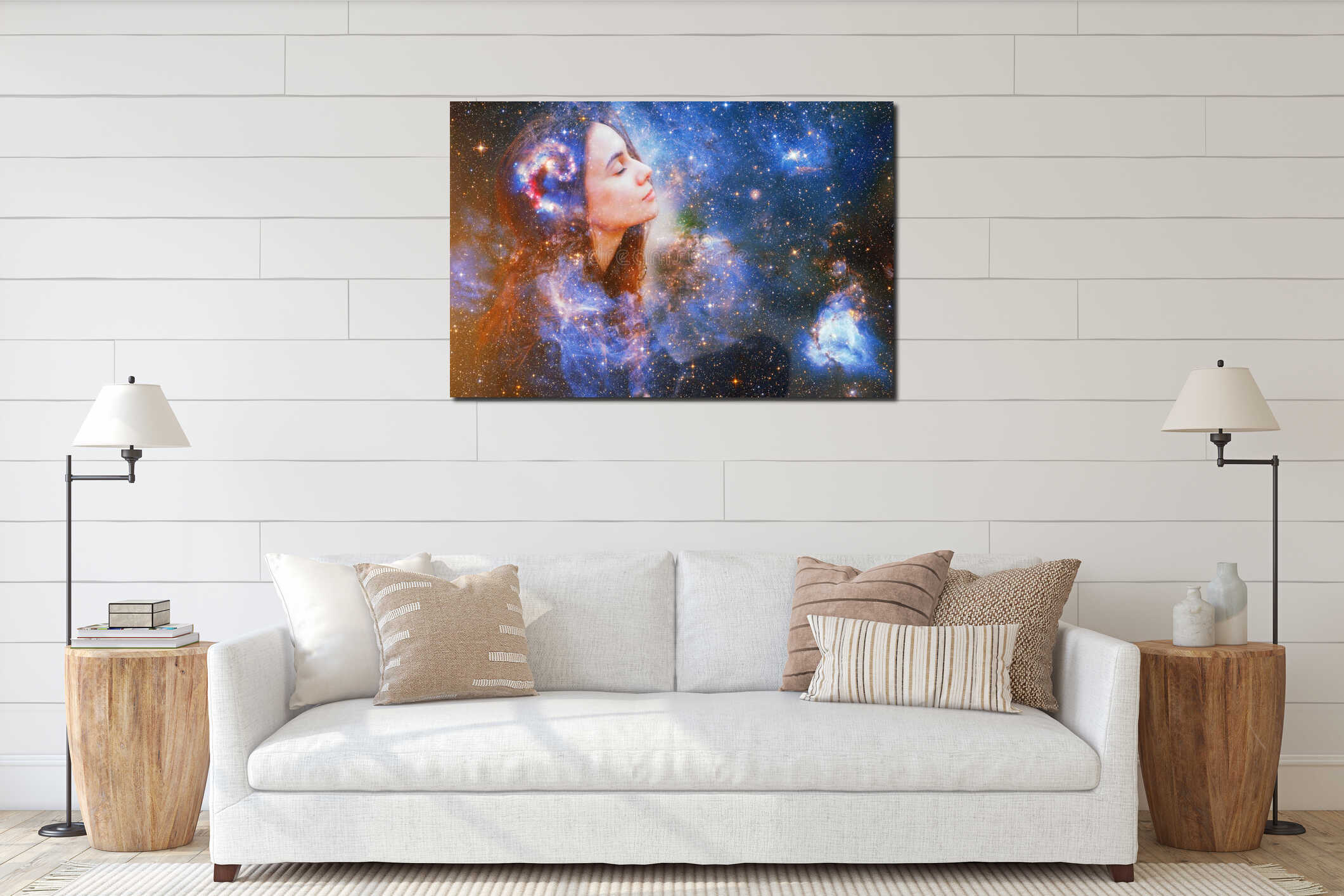 Canvas hanging interior mockup
