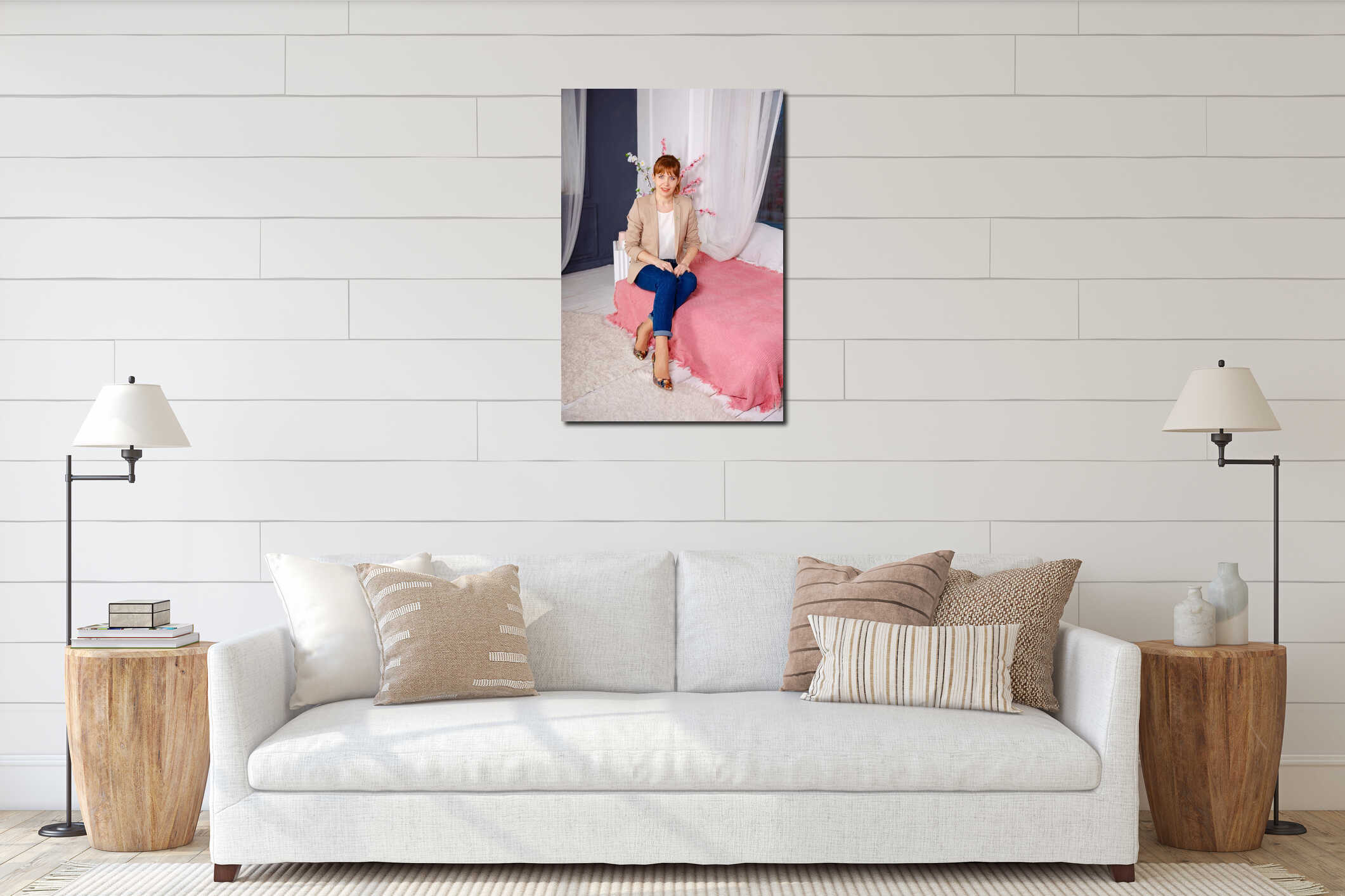 Canvas hanging interior mockup