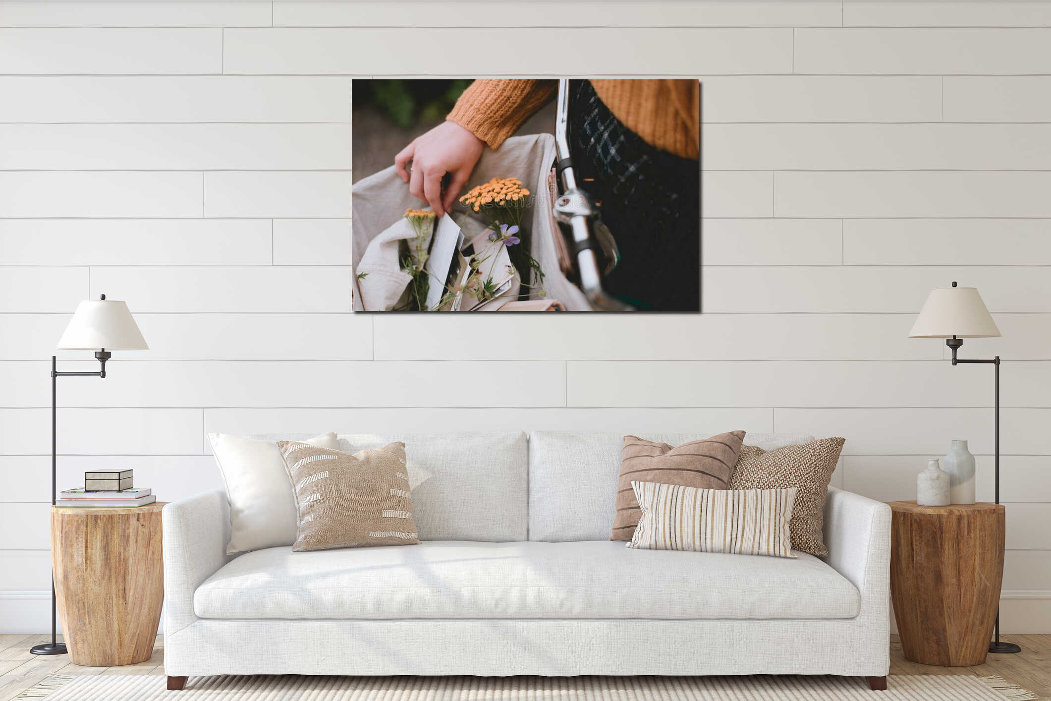 Canvas hanging interior mockup