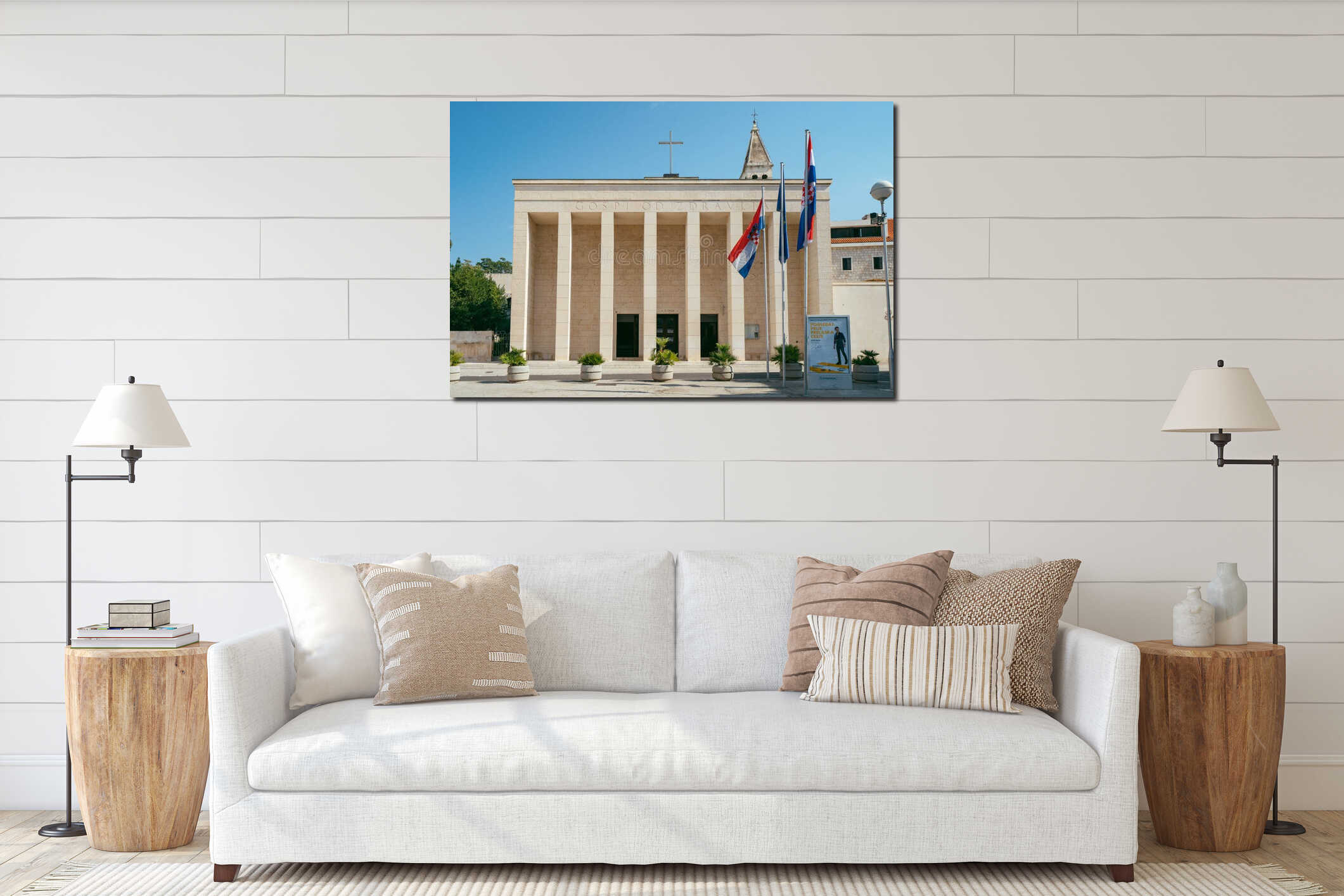 Canvas hanging interior mockup