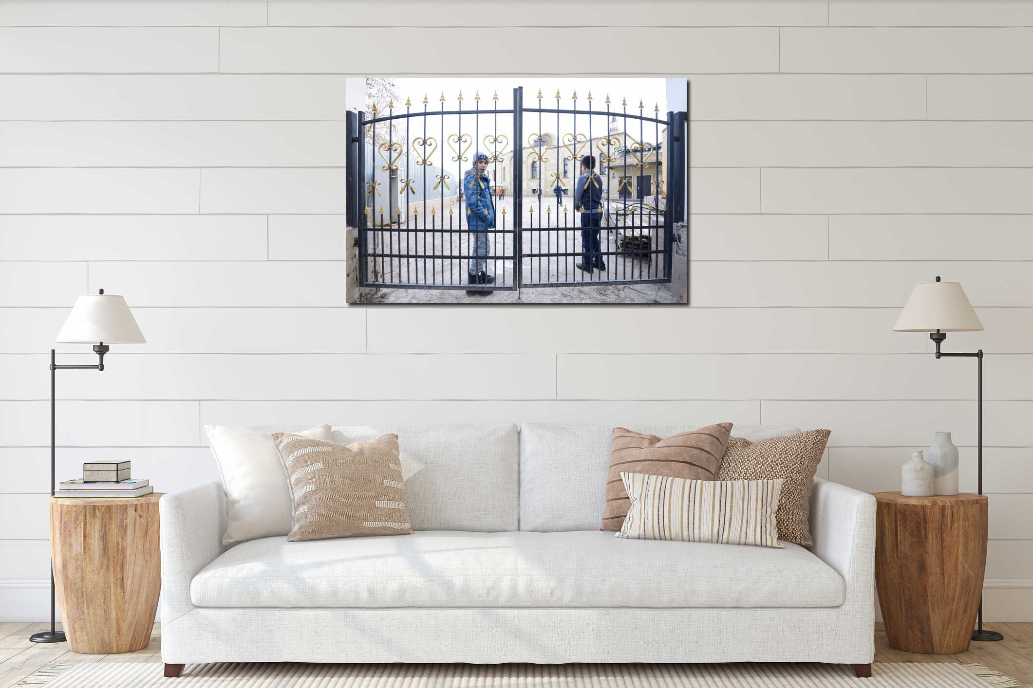 Canvas hanging interior mockup