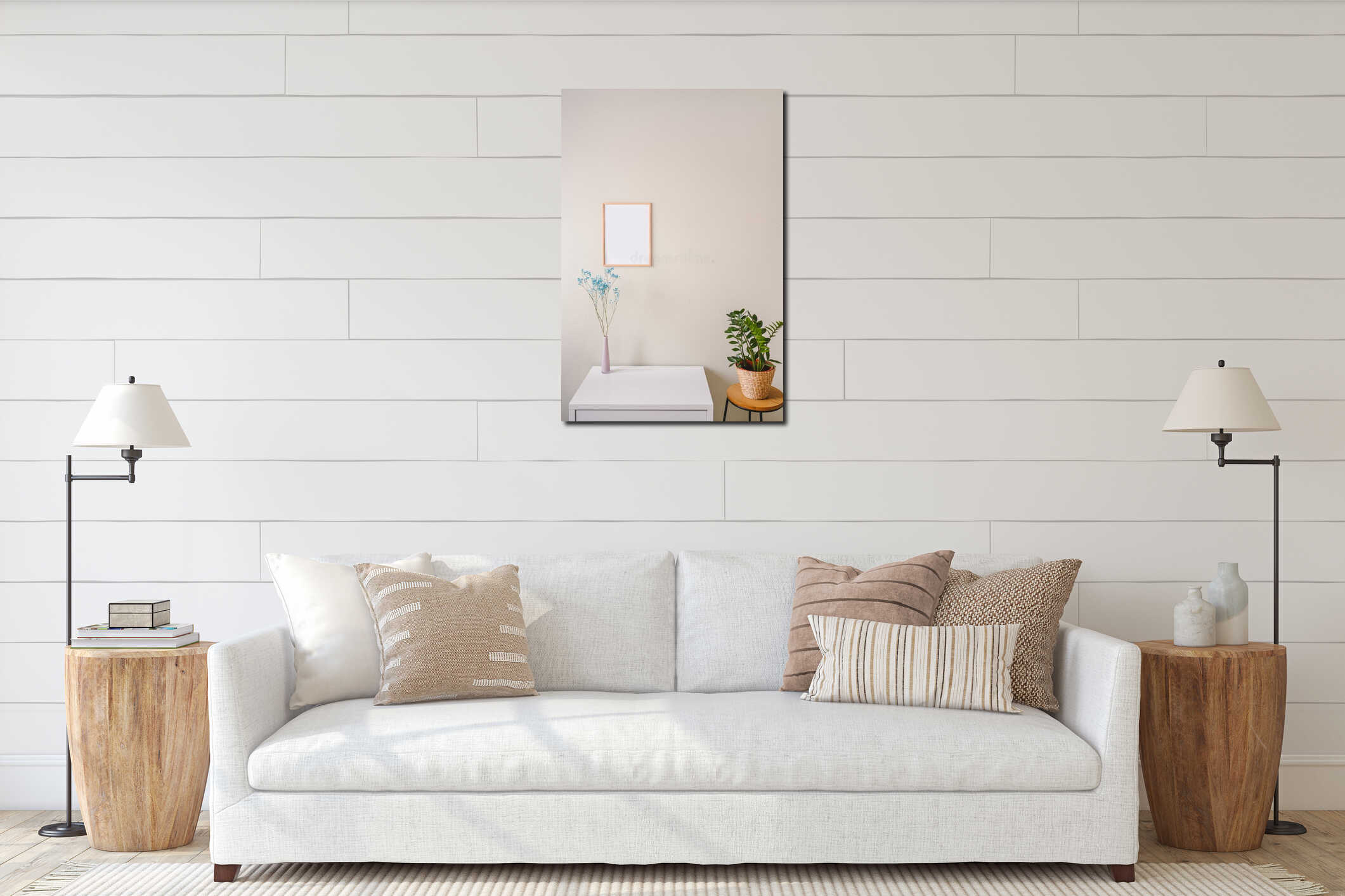 Canvas hanging interior mockup