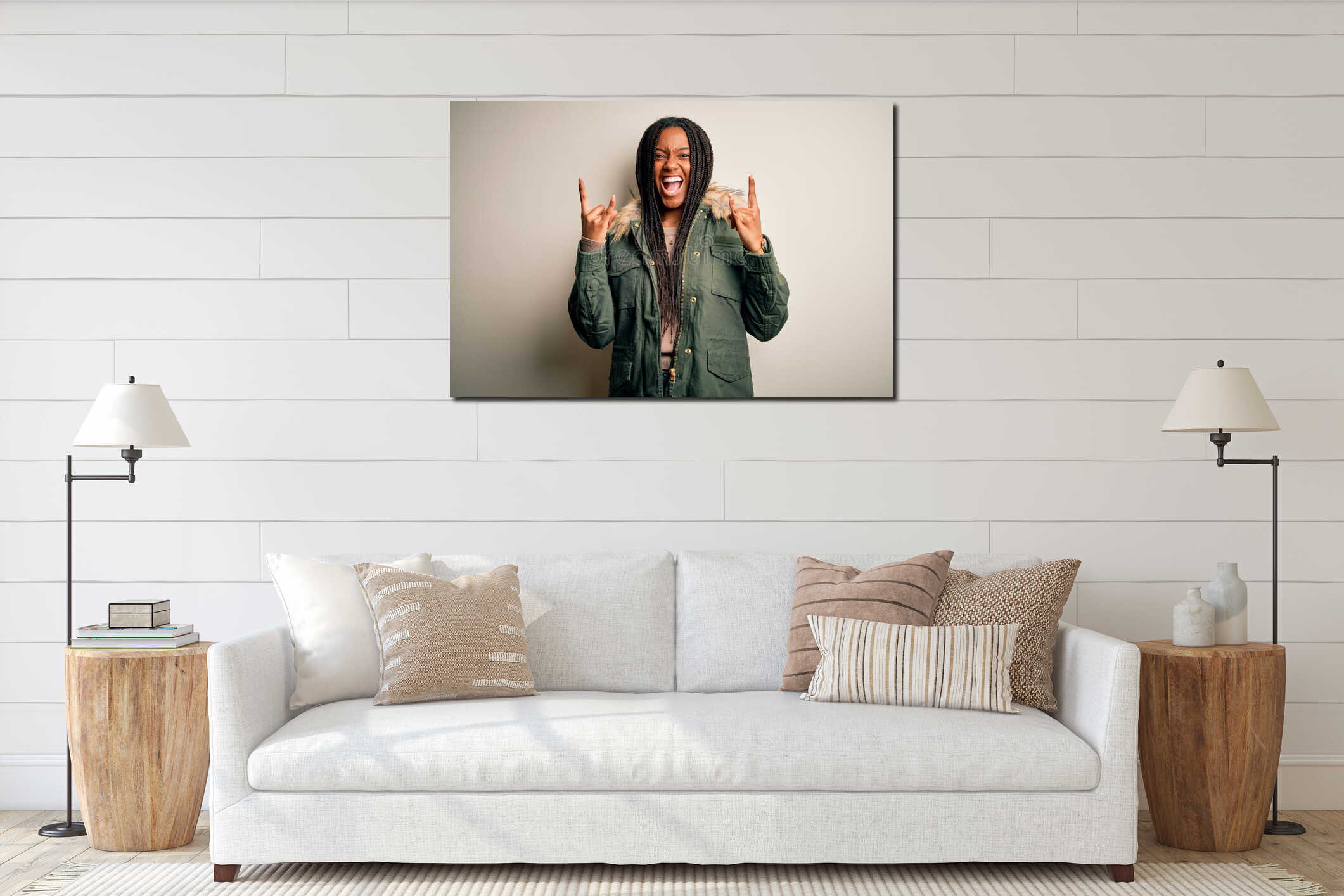 Canvas hanging interior mockup
