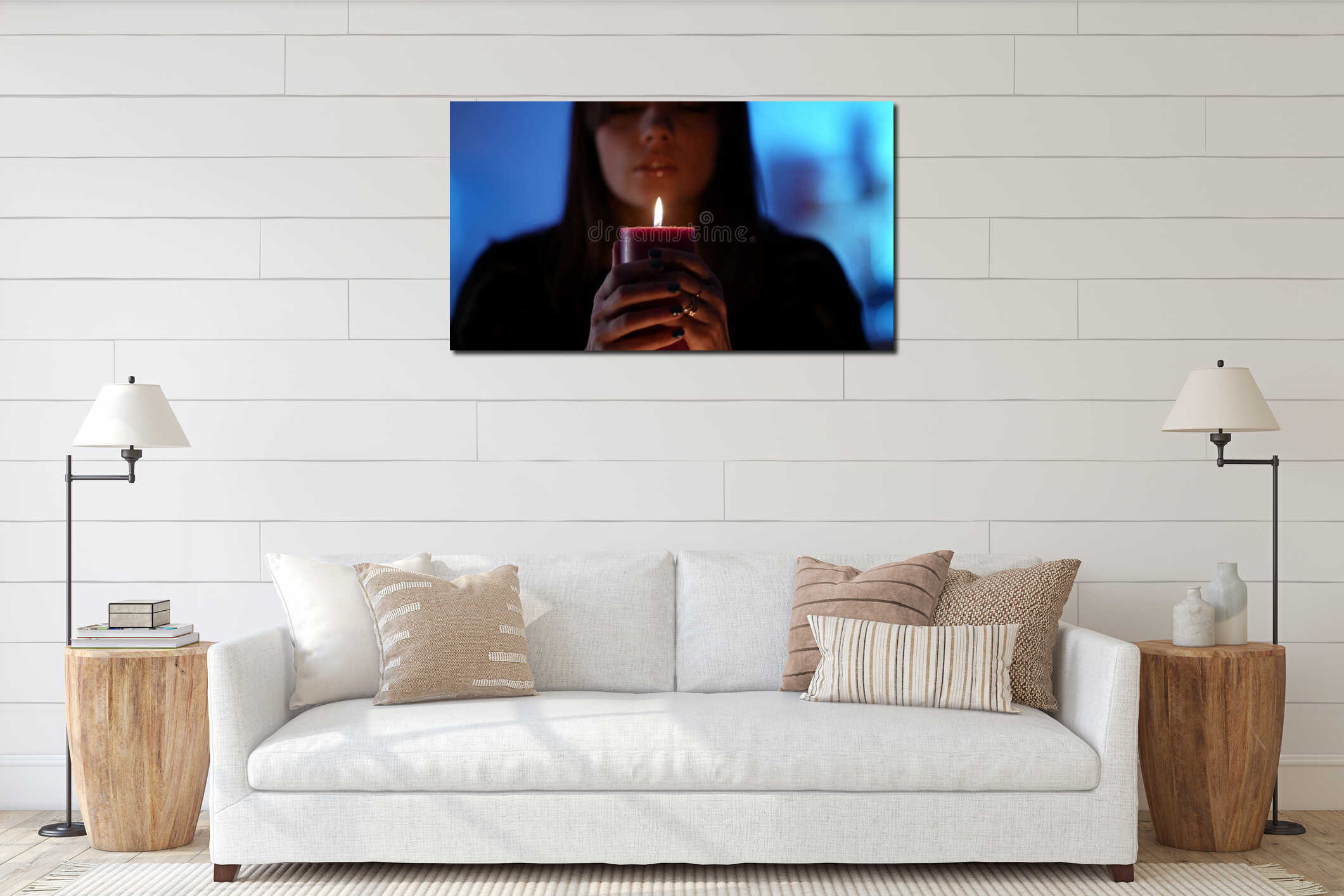 Canvas hanging interior mockup