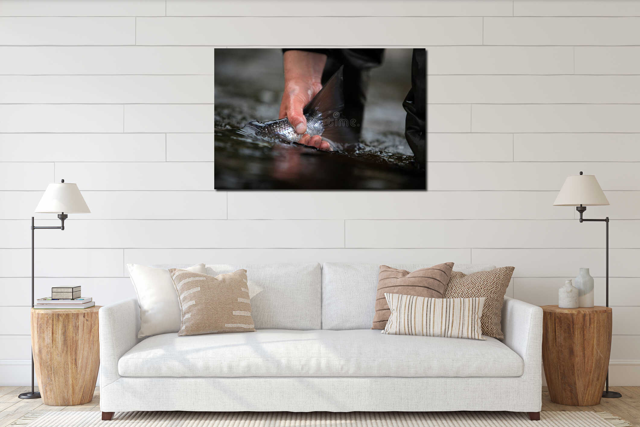 Canvas hanging interior mockup