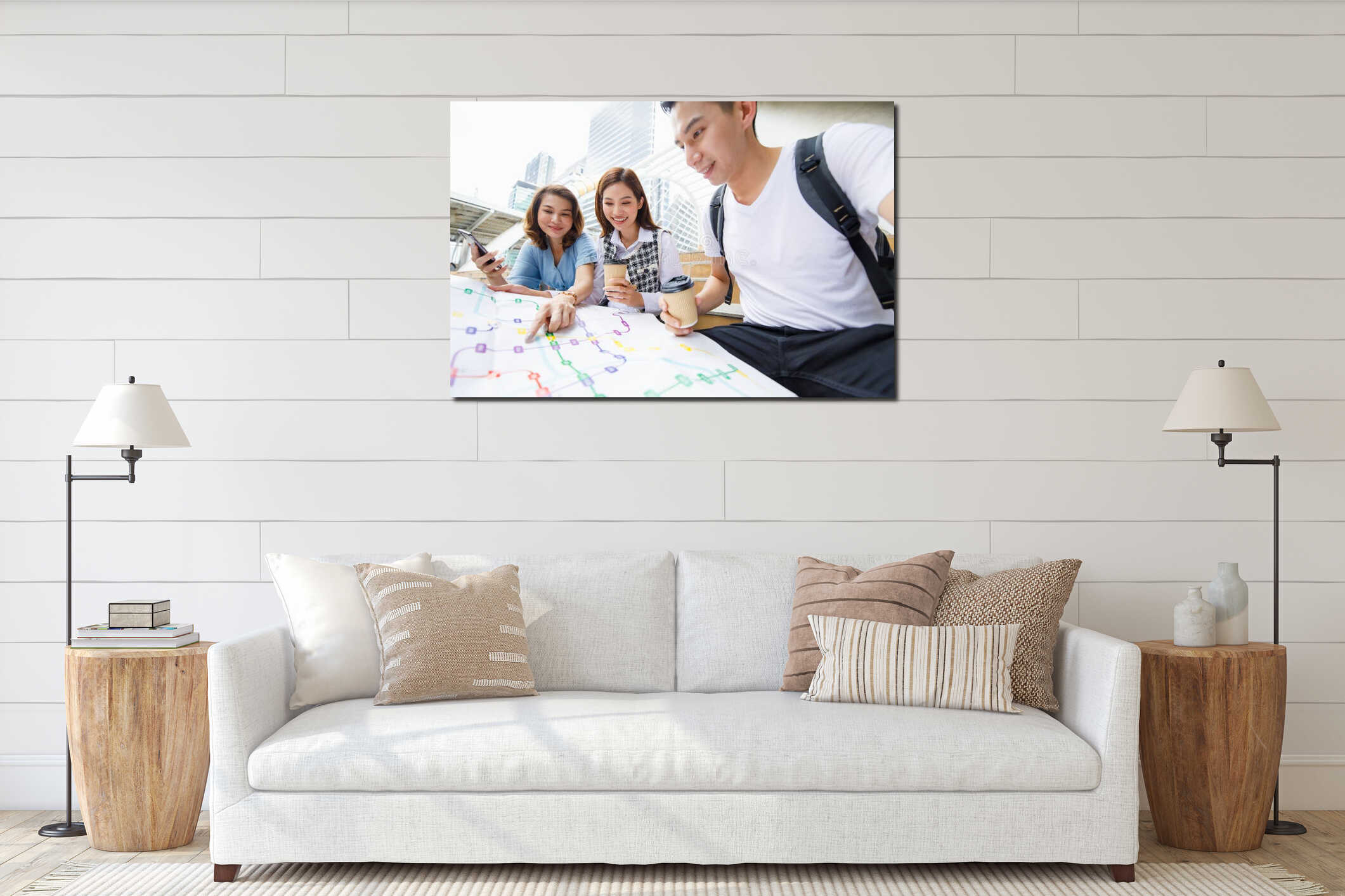Canvas hanging interior mockup
