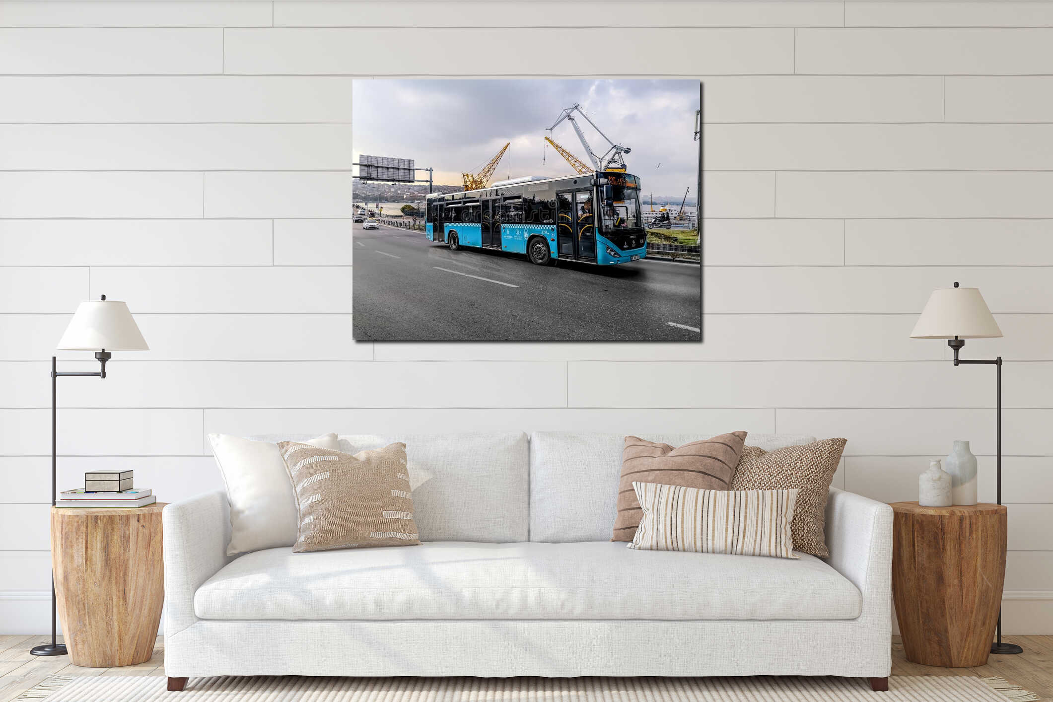 Canvas hanging interior mockup
