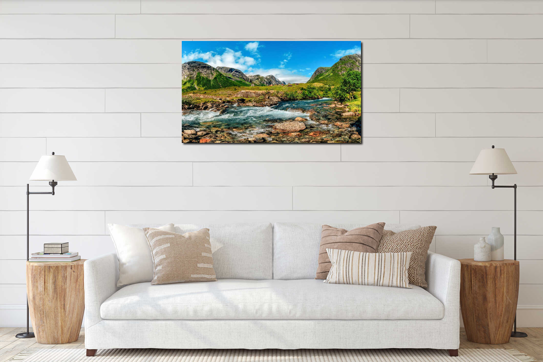Canvas hanging interior mockup