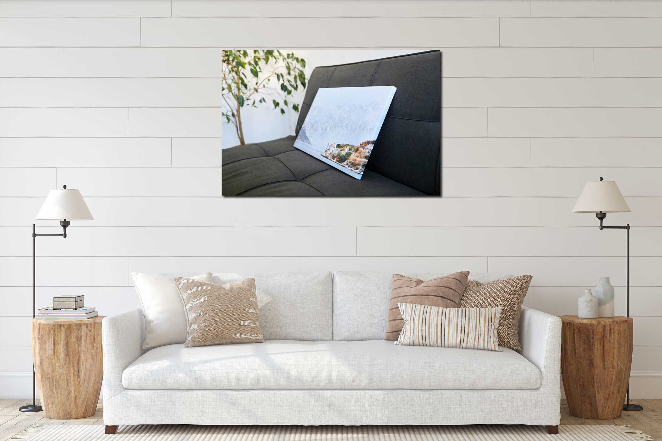 Canvas hanging interior mockup
