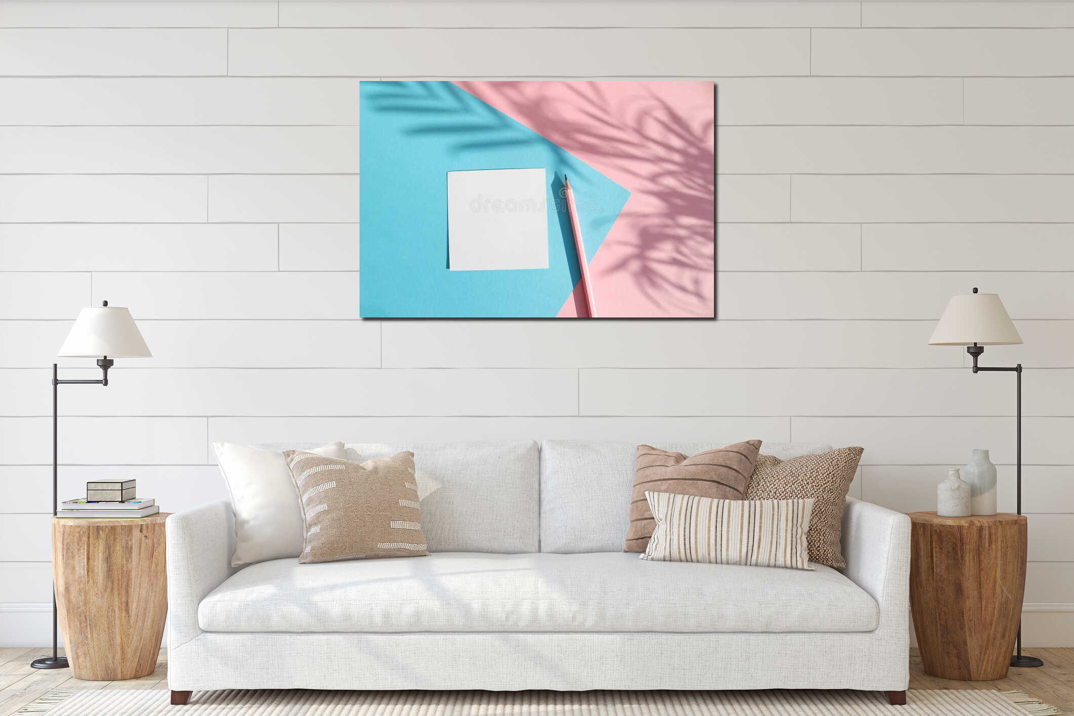 Canvas hanging interior mockup