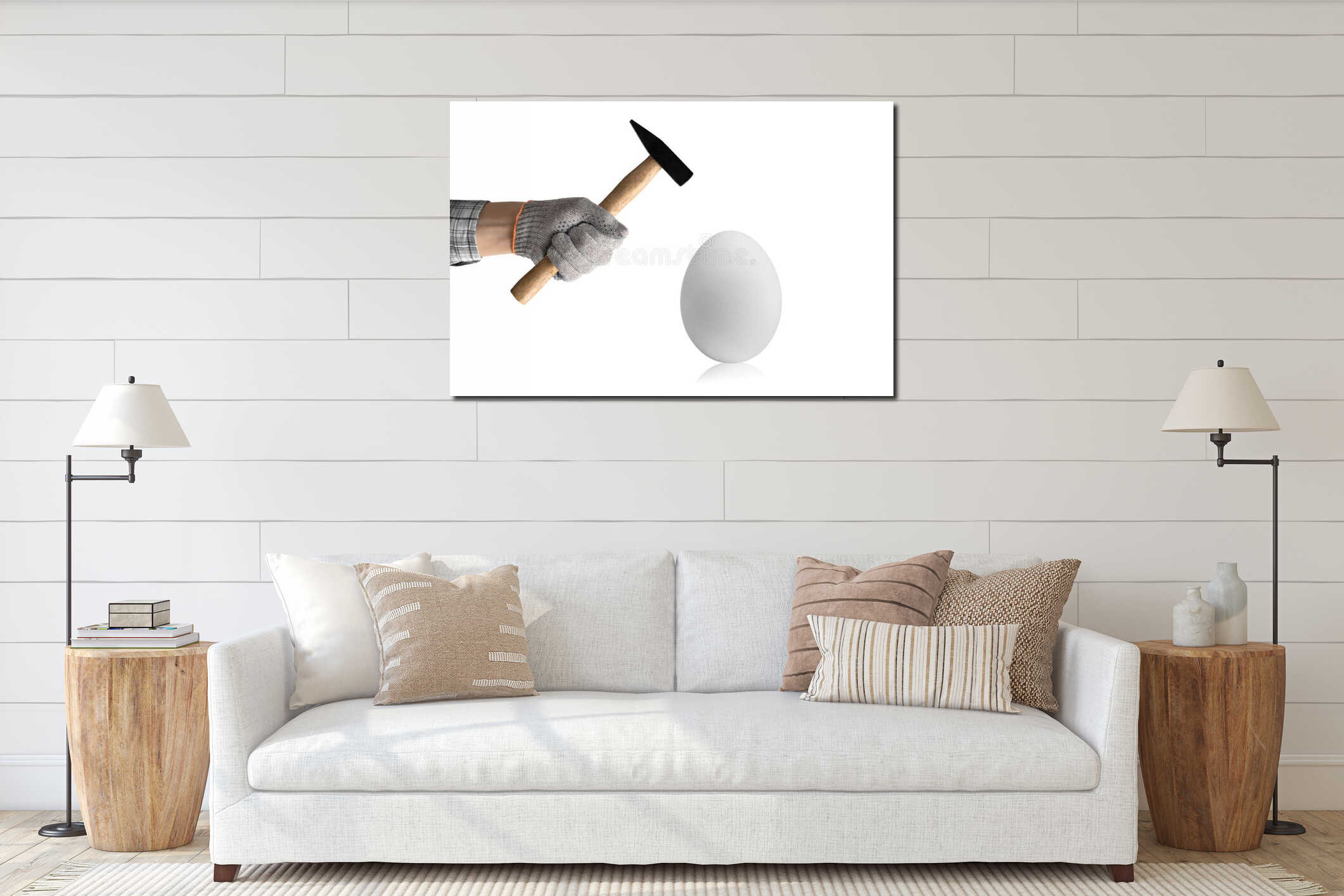 Canvas hanging interior mockup