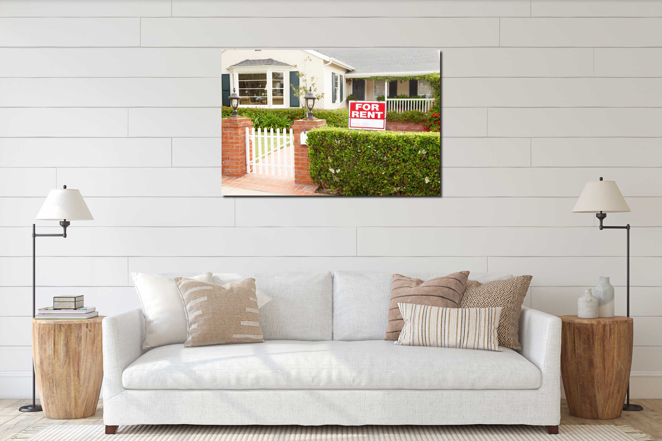 Canvas hanging interior mockup