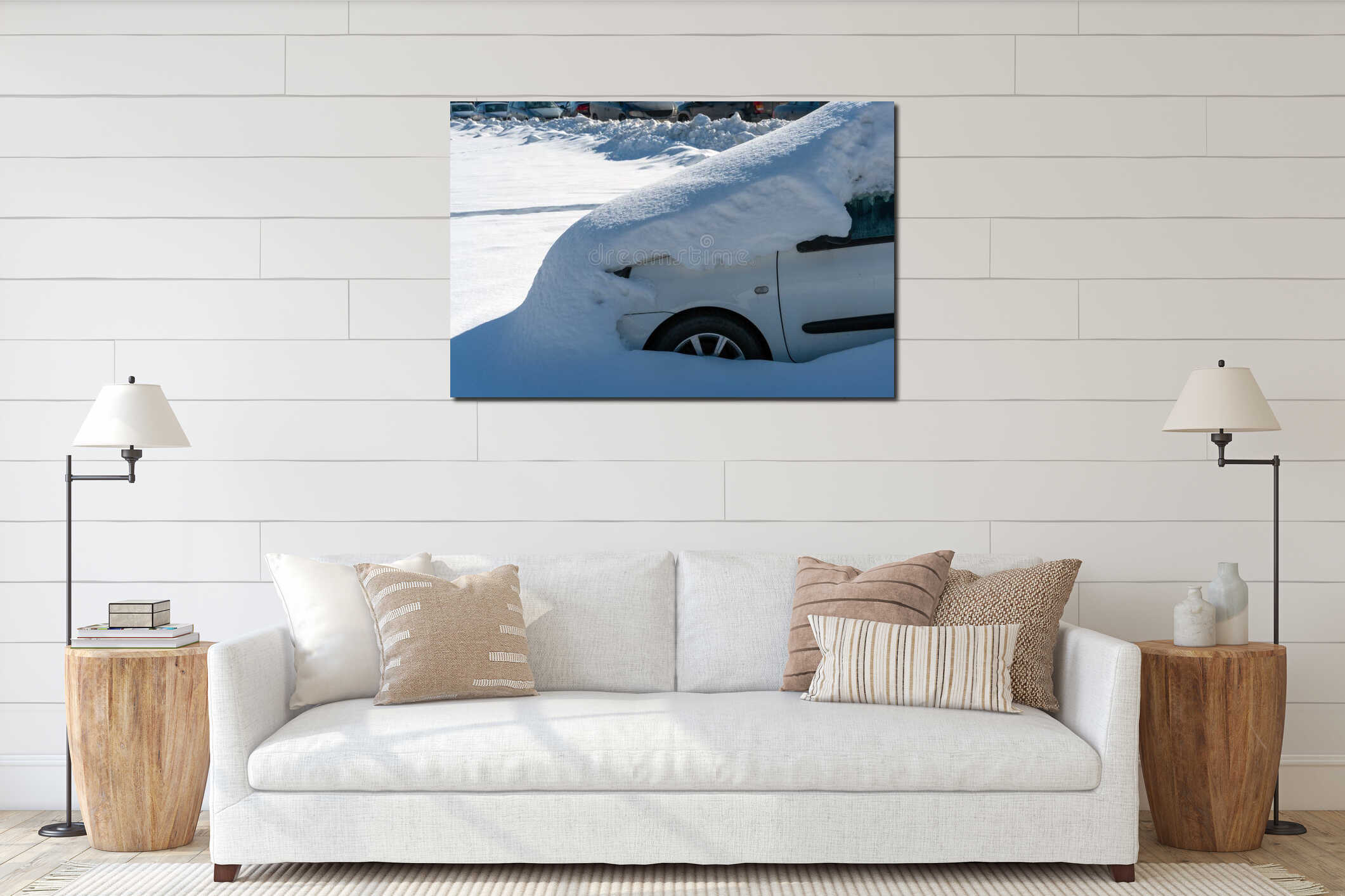 Canvas hanging interior mockup