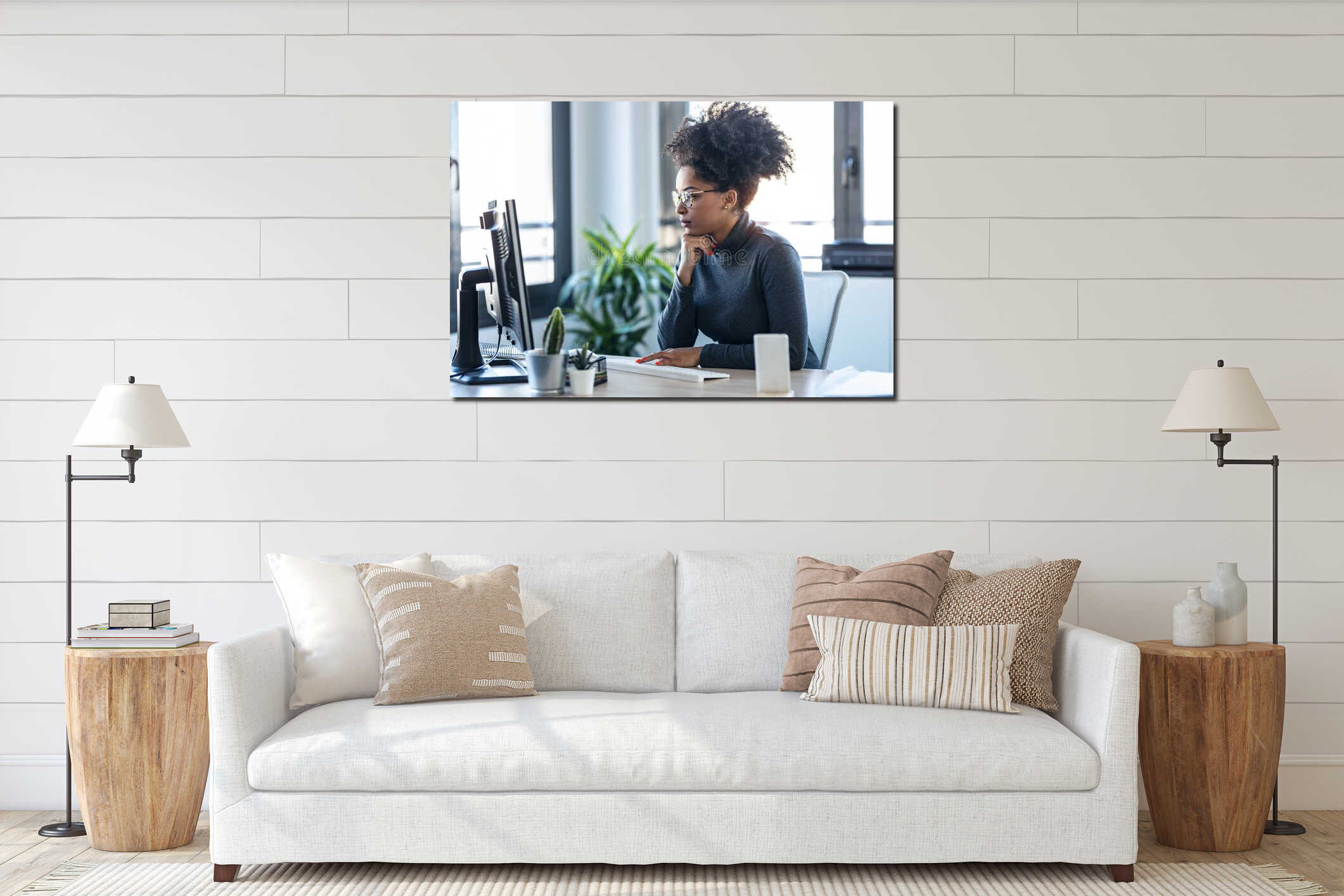 Canvas hanging interior mockup