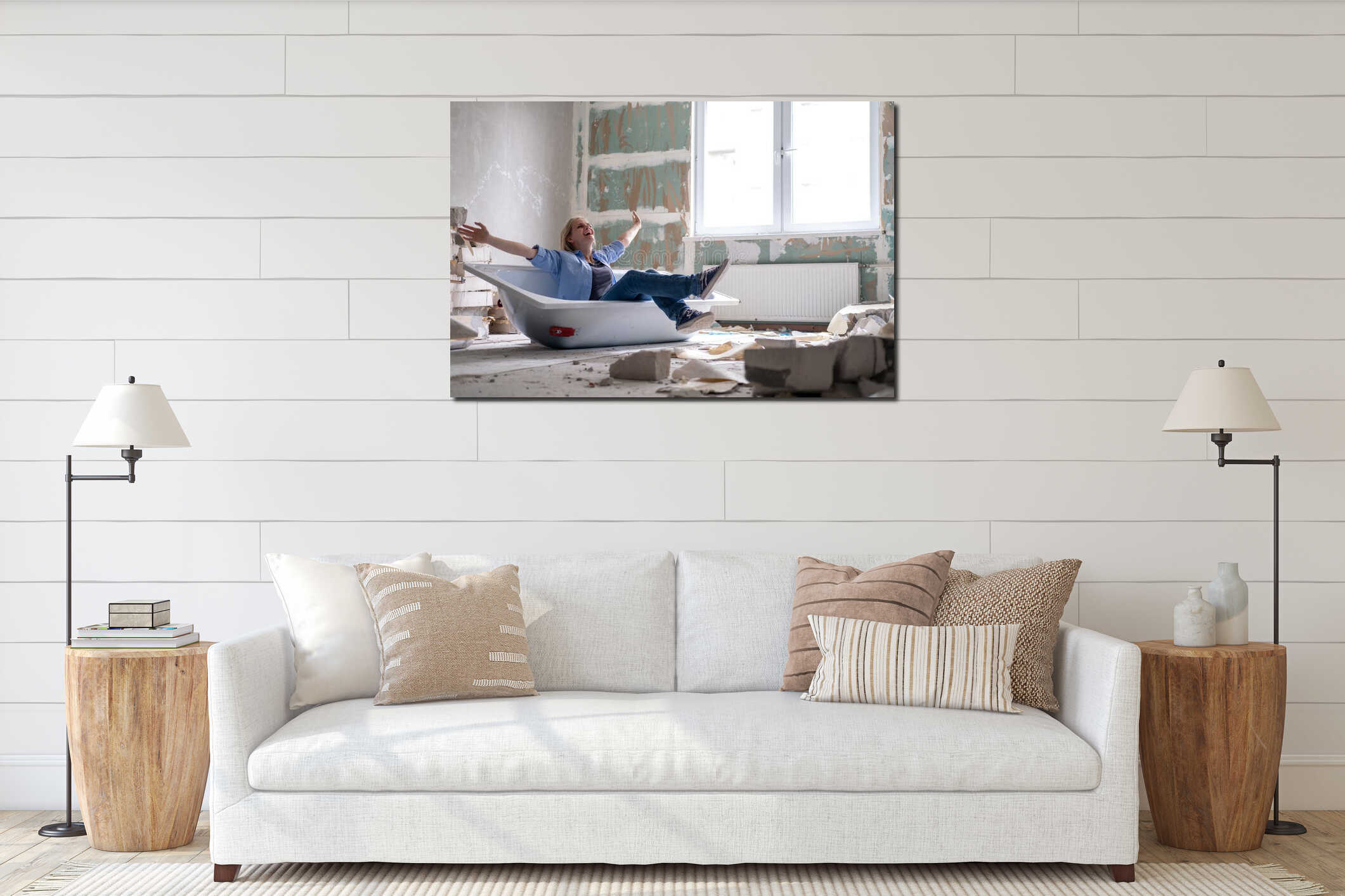 Canvas hanging interior mockup