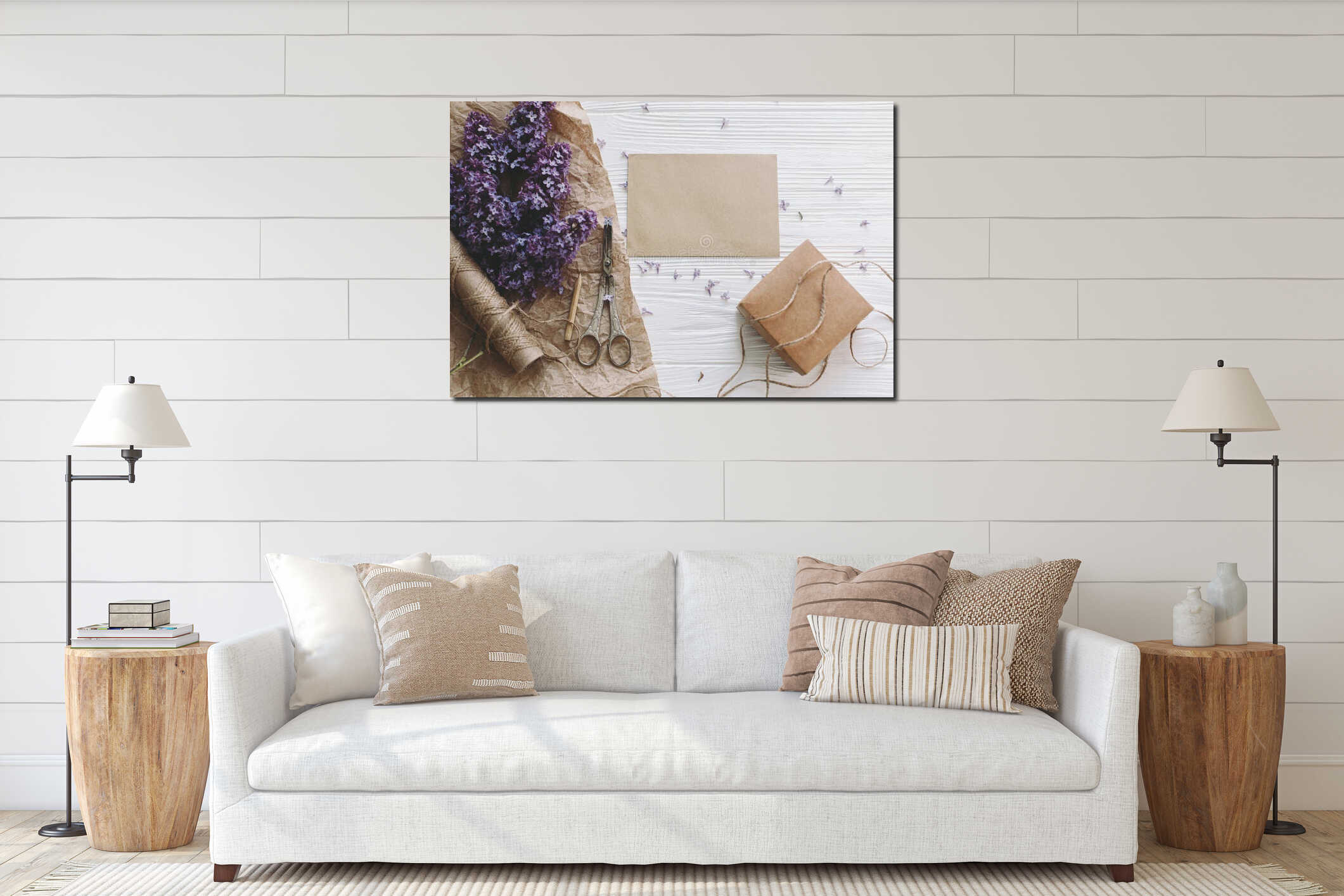 Canvas hanging interior mockup
