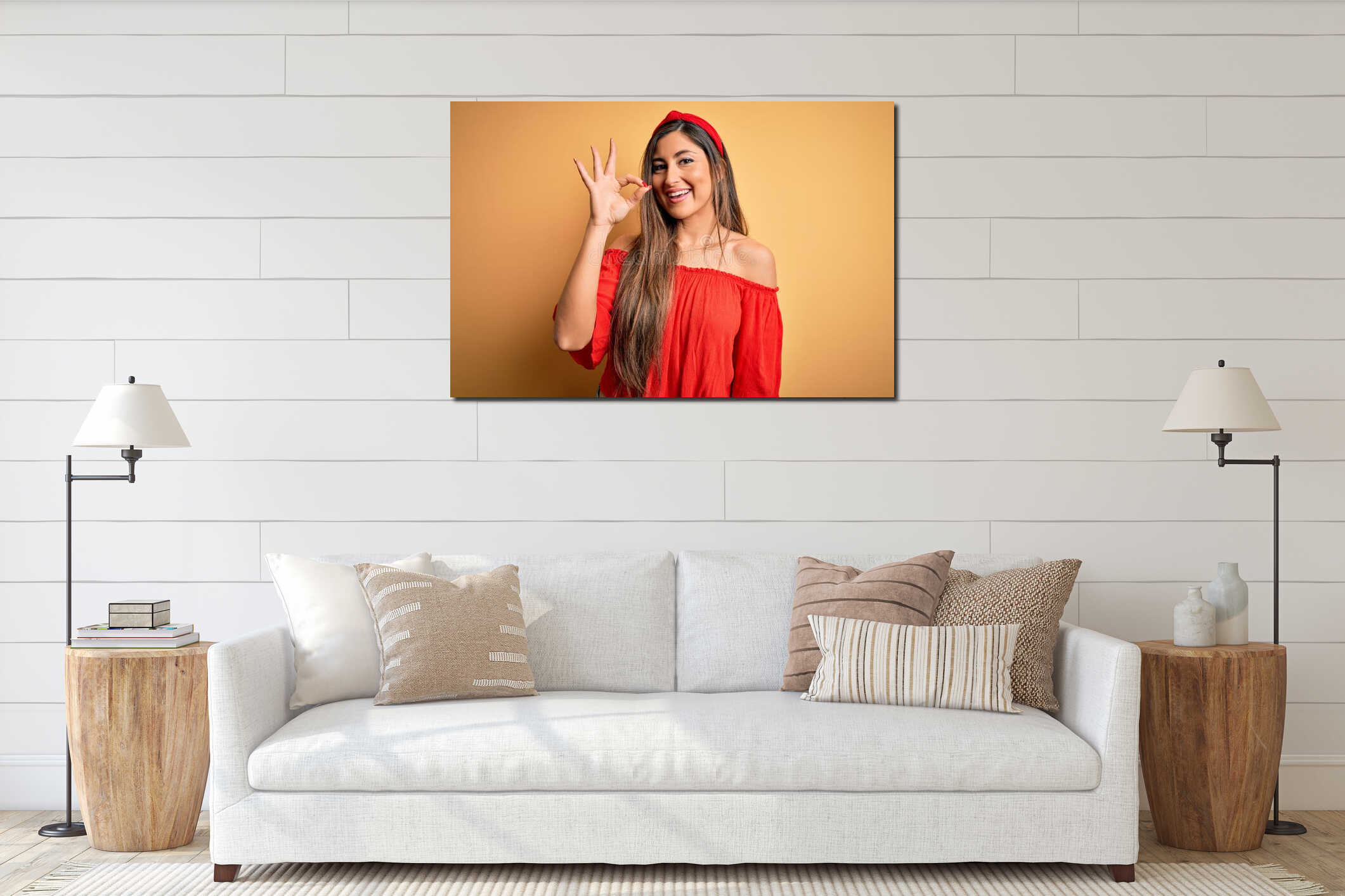 Canvas hanging interior mockup