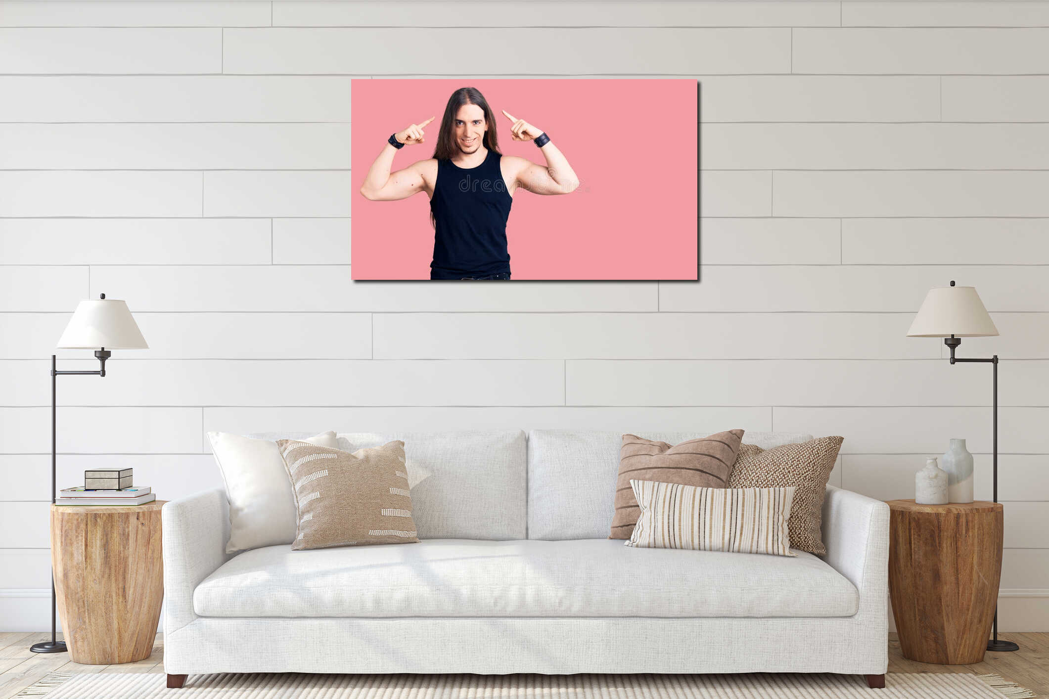 Canvas hanging interior mockup