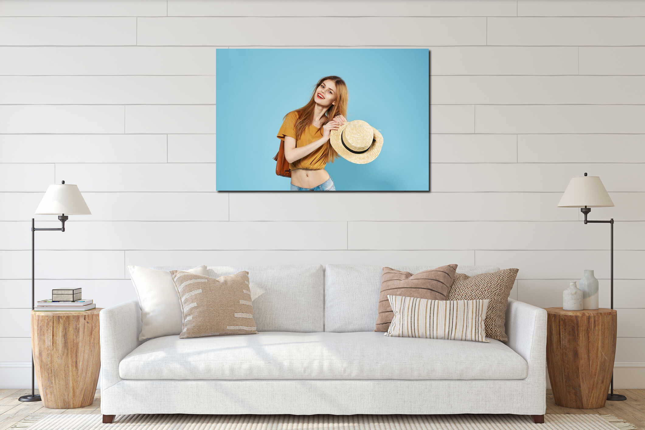 Canvas hanging interior mockup
