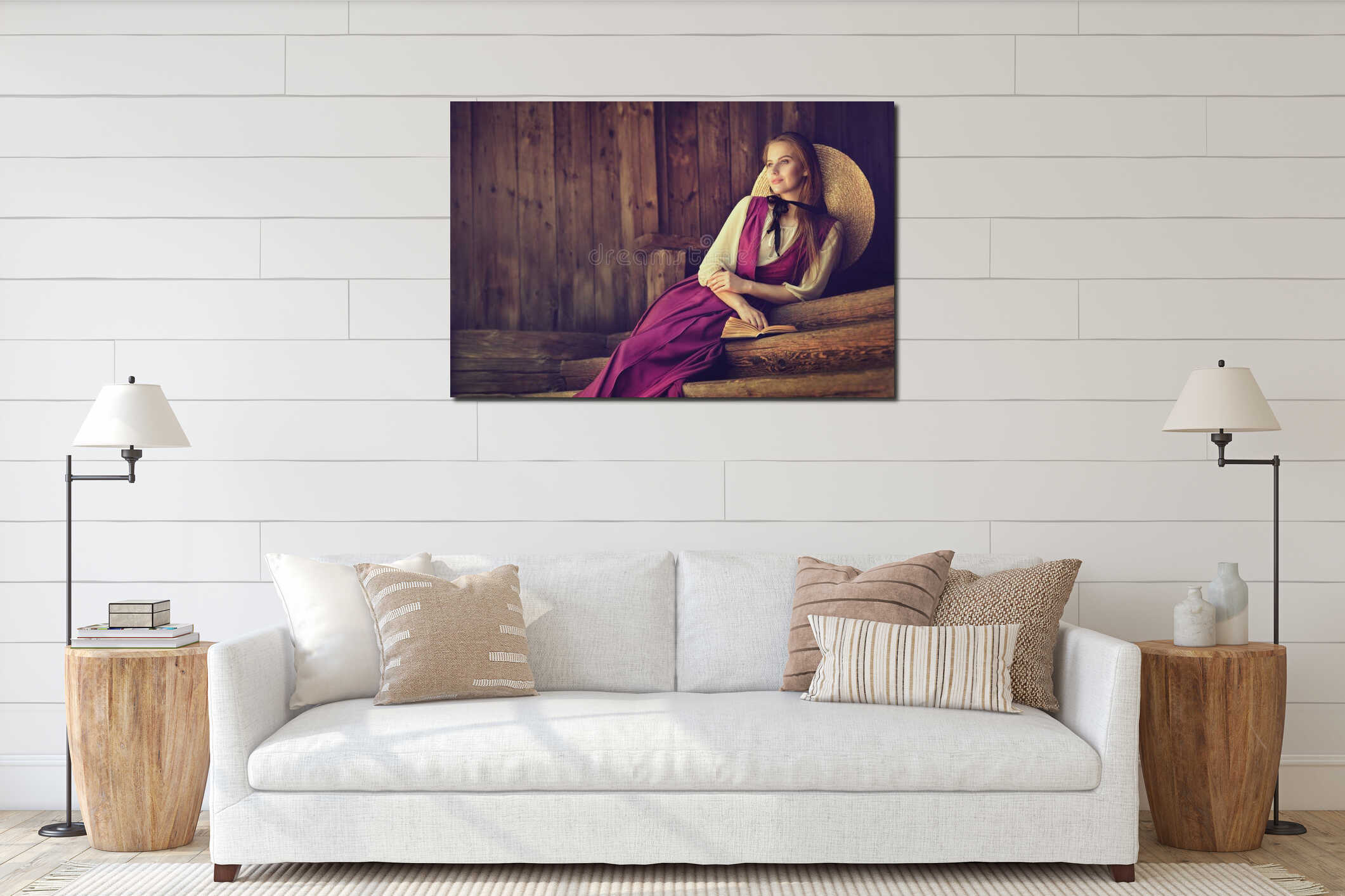 Canvas hanging interior mockup