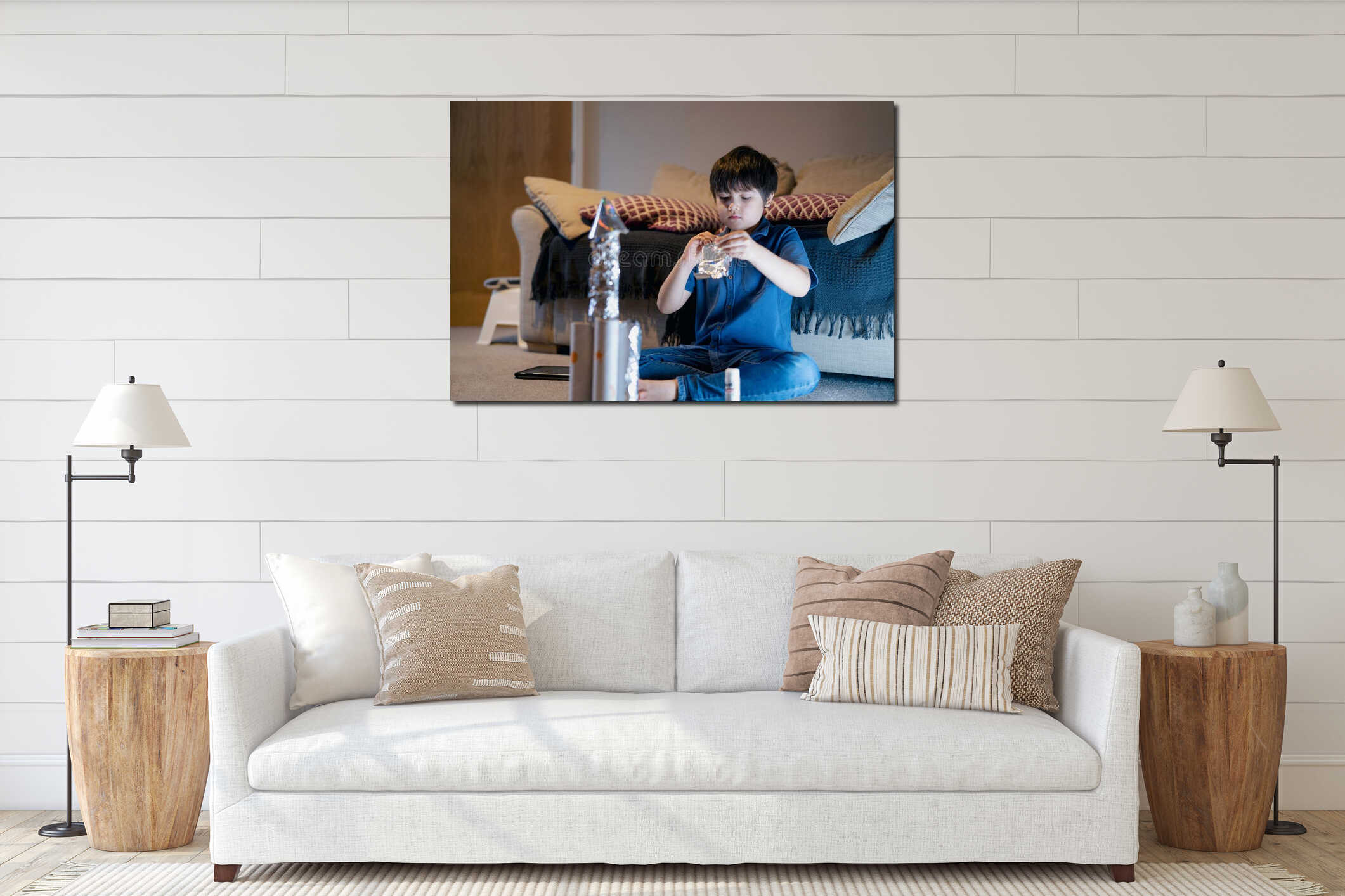 Canvas hanging interior mockup