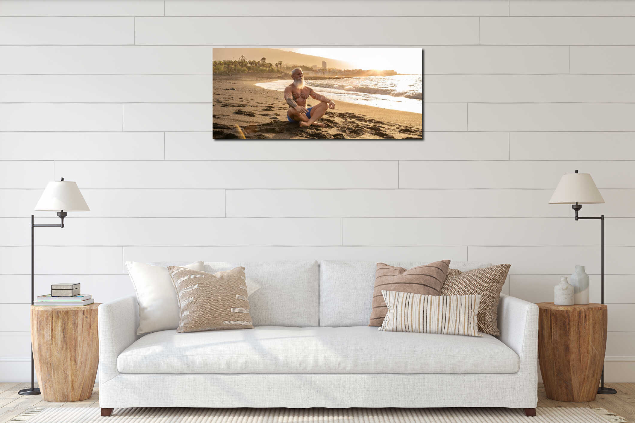 Canvas hanging interior mockup