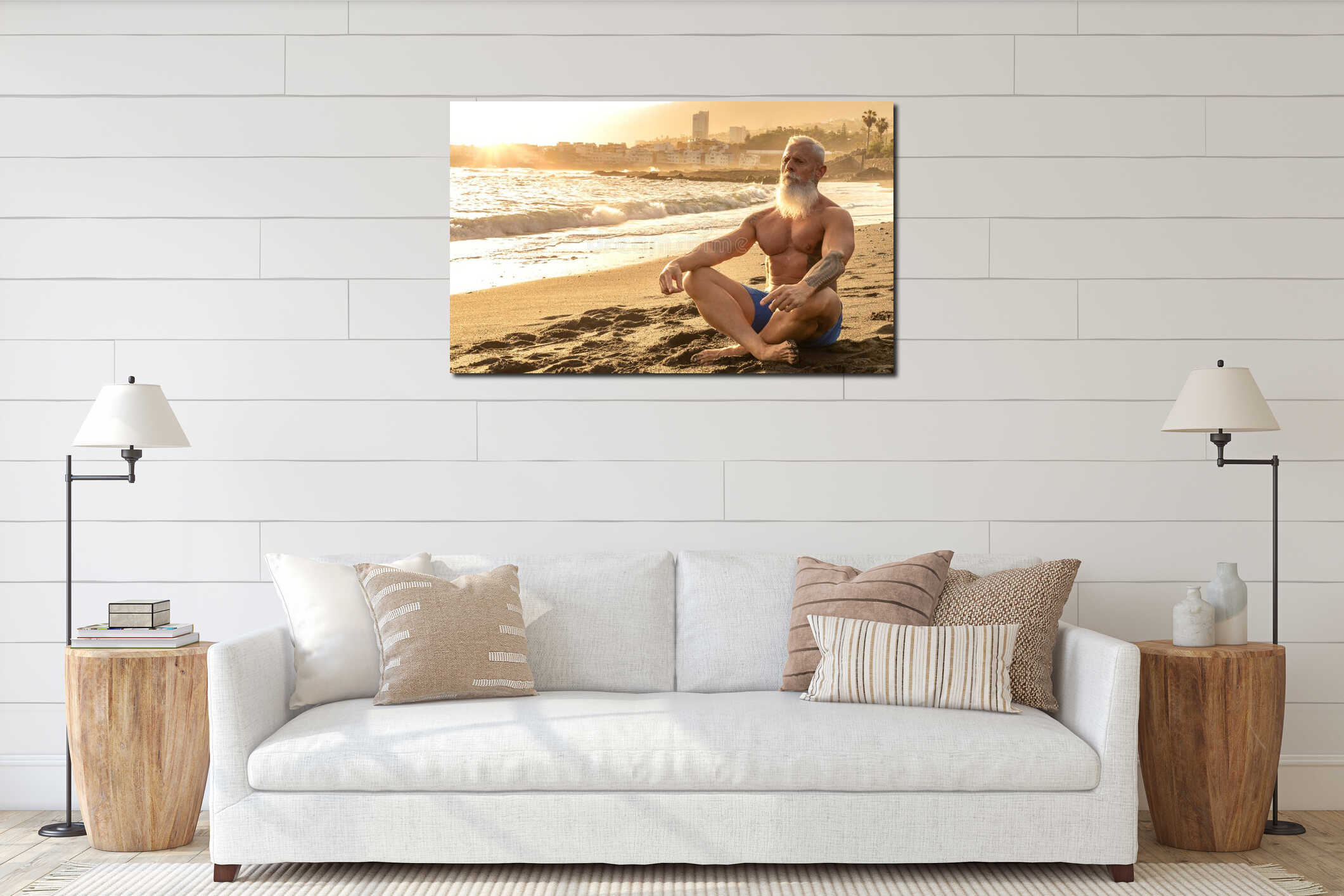 Canvas hanging interior mockup