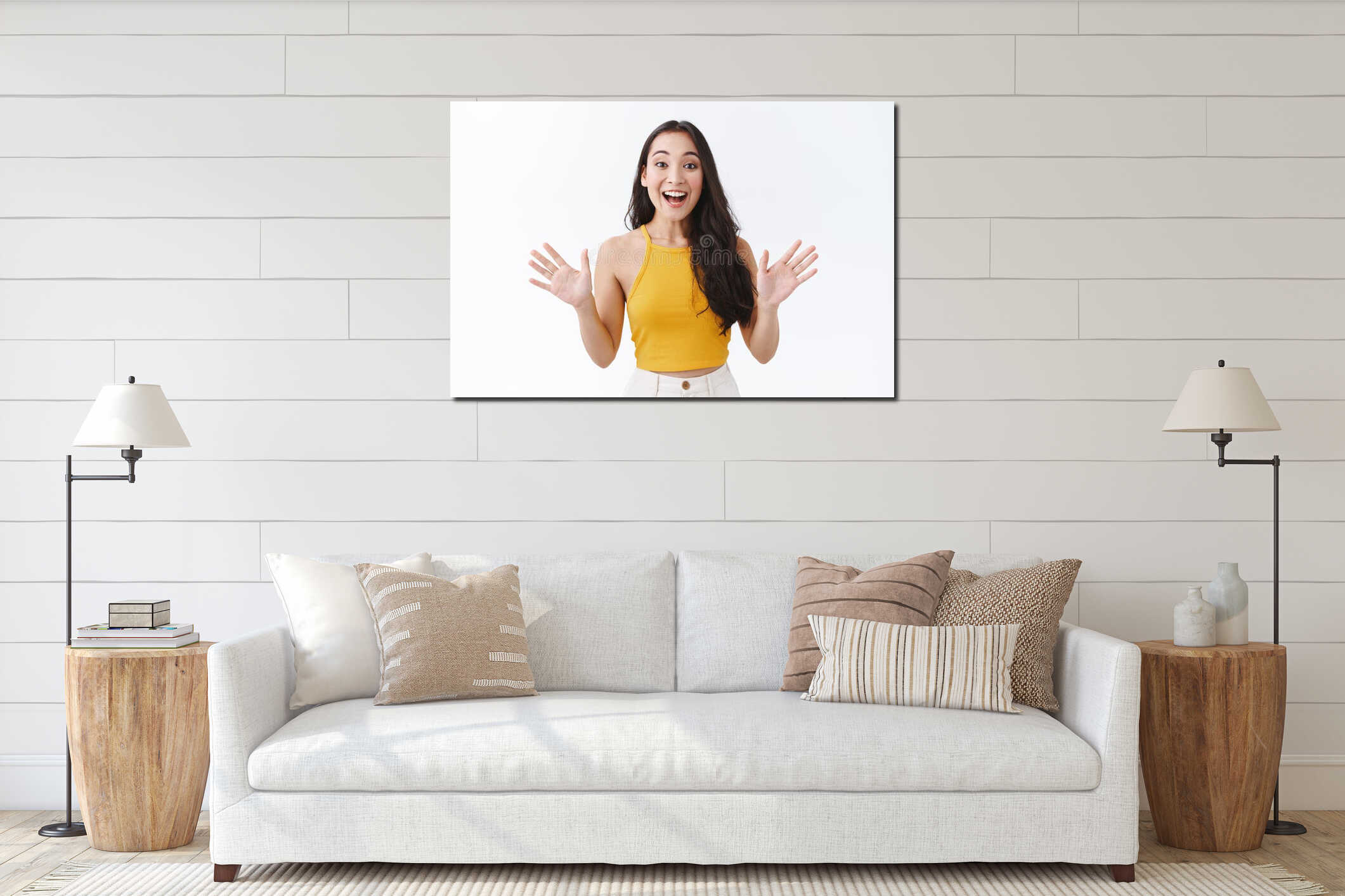 Canvas hanging interior mockup