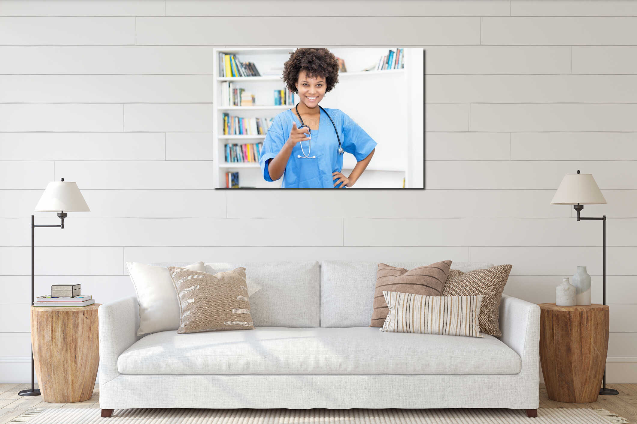 Canvas hanging interior mockup