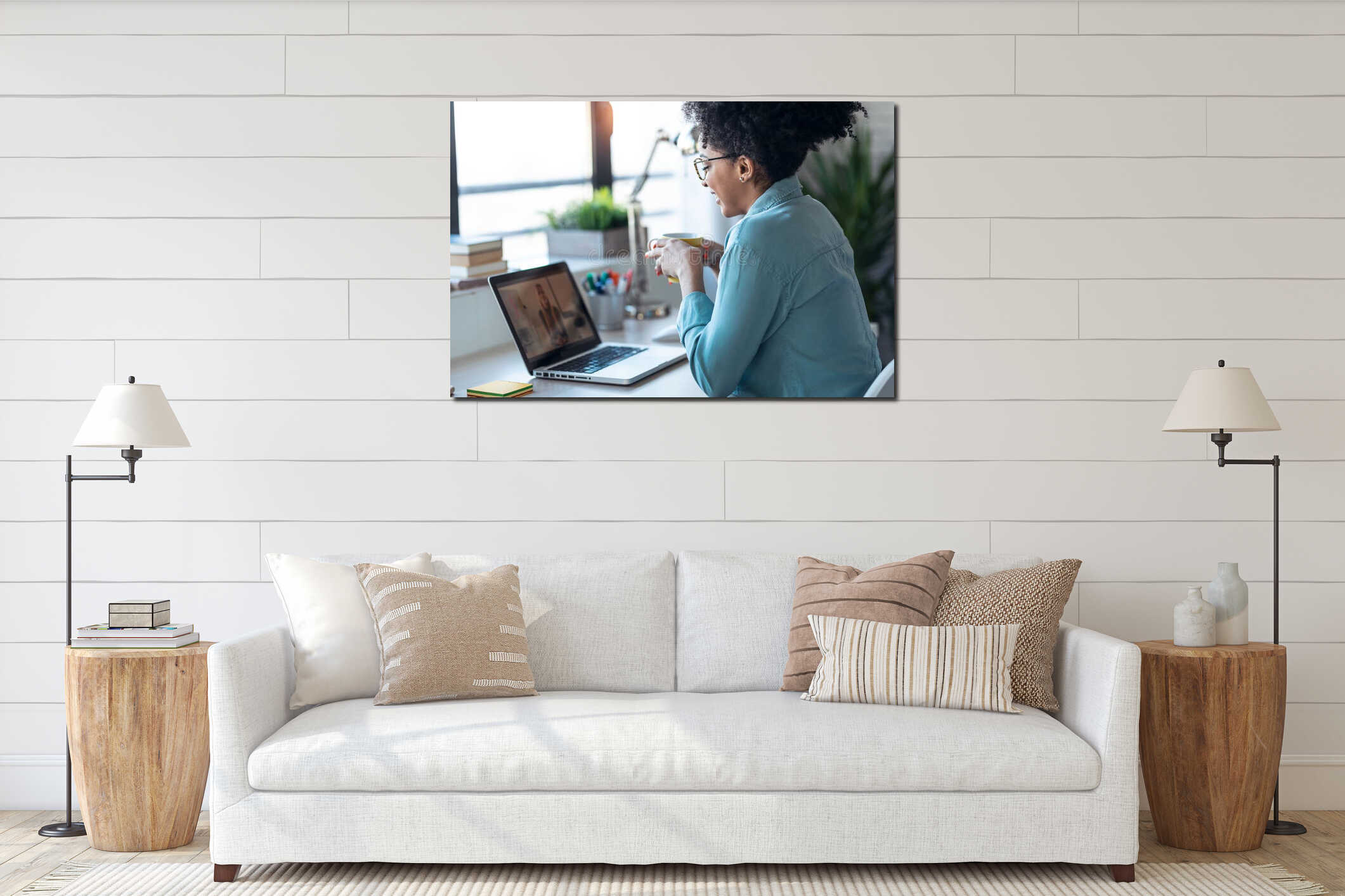 Canvas hanging interior mockup