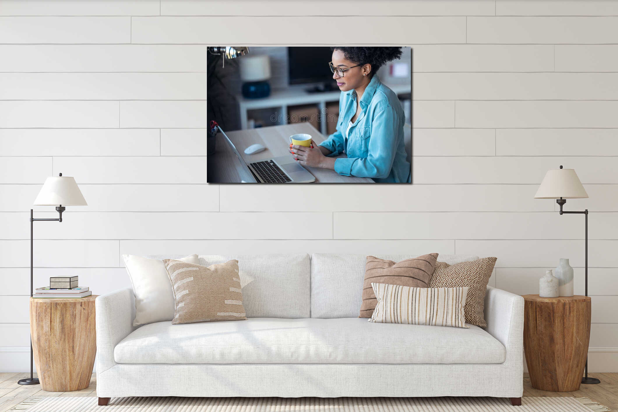 Canvas hanging interior mockup