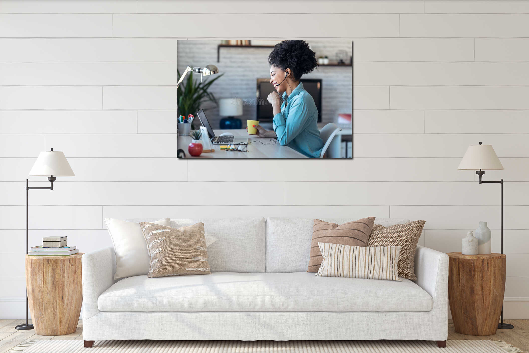 Canvas hanging interior mockup
