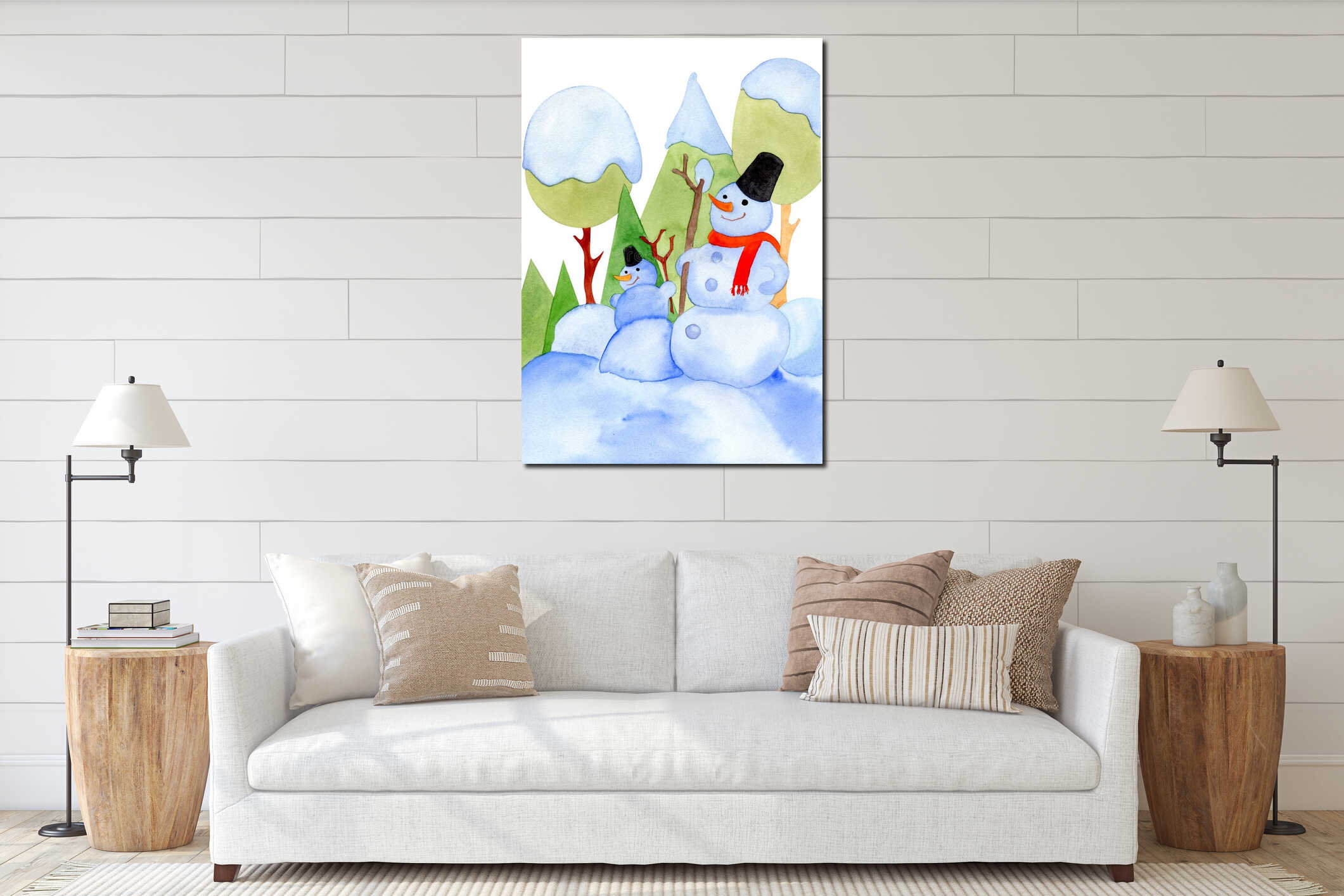 Canvas hanging interior mockup